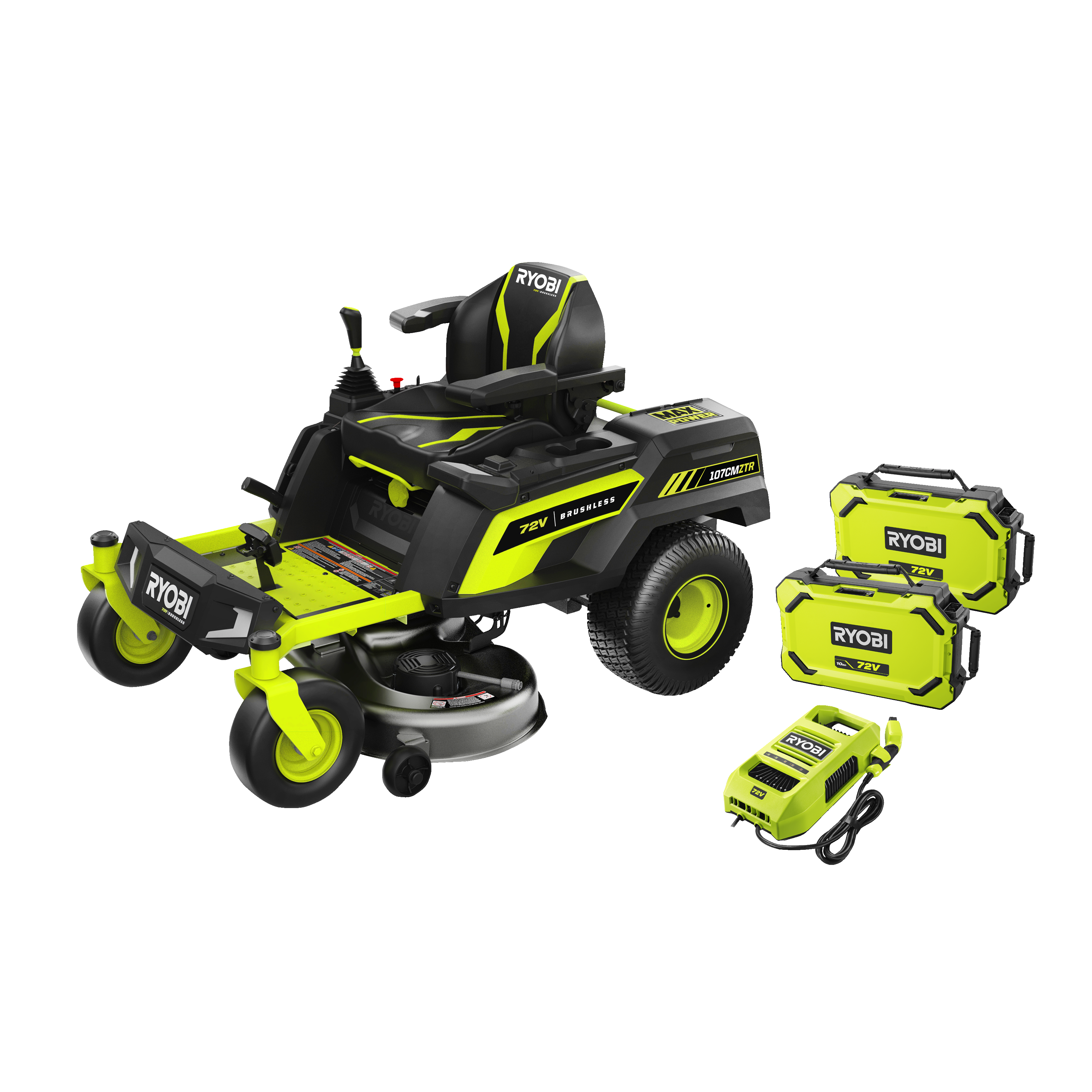 Ryobi MAX POWER RY72ZTRX107-210 Åkgräsklippare med batteri och laddare