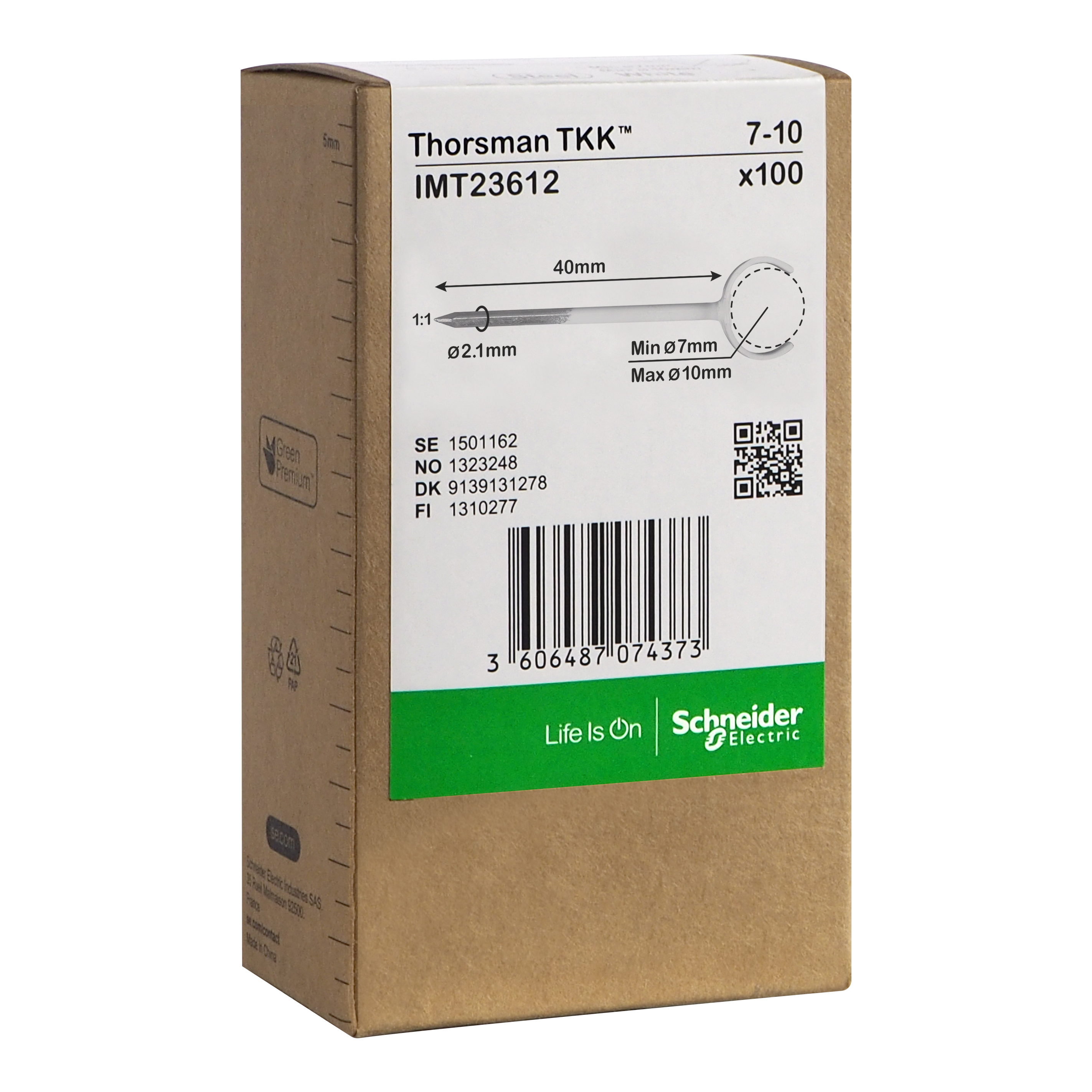 Schneider Electric IMT23612 Klammer spik, 100-pack, rund kabel 7-10, 2,1x40 mm