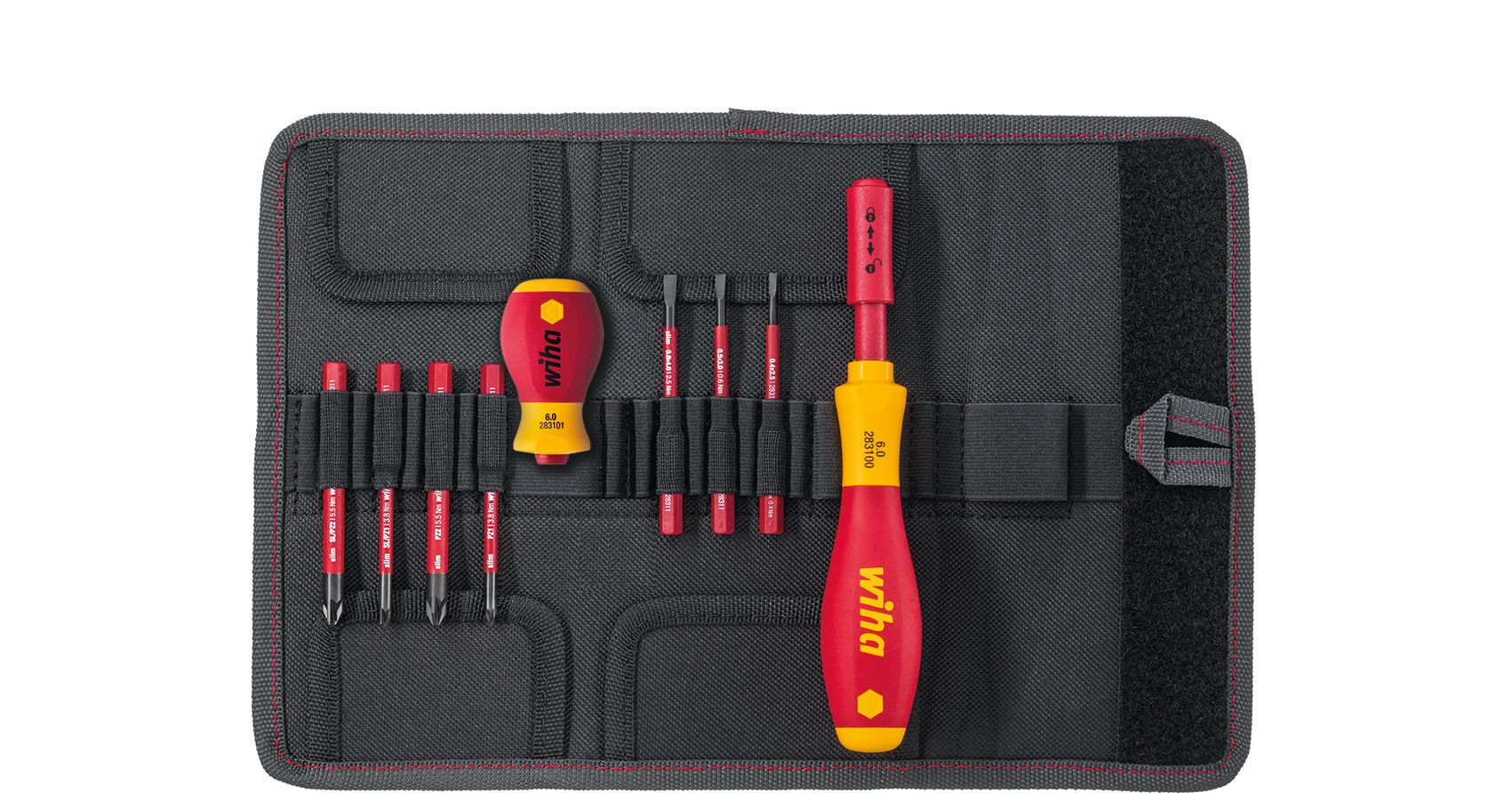 Wiha slimVario 41232 Bitsskruvmejselsats 10 delar, PH/PZ/Spår, 1000 V