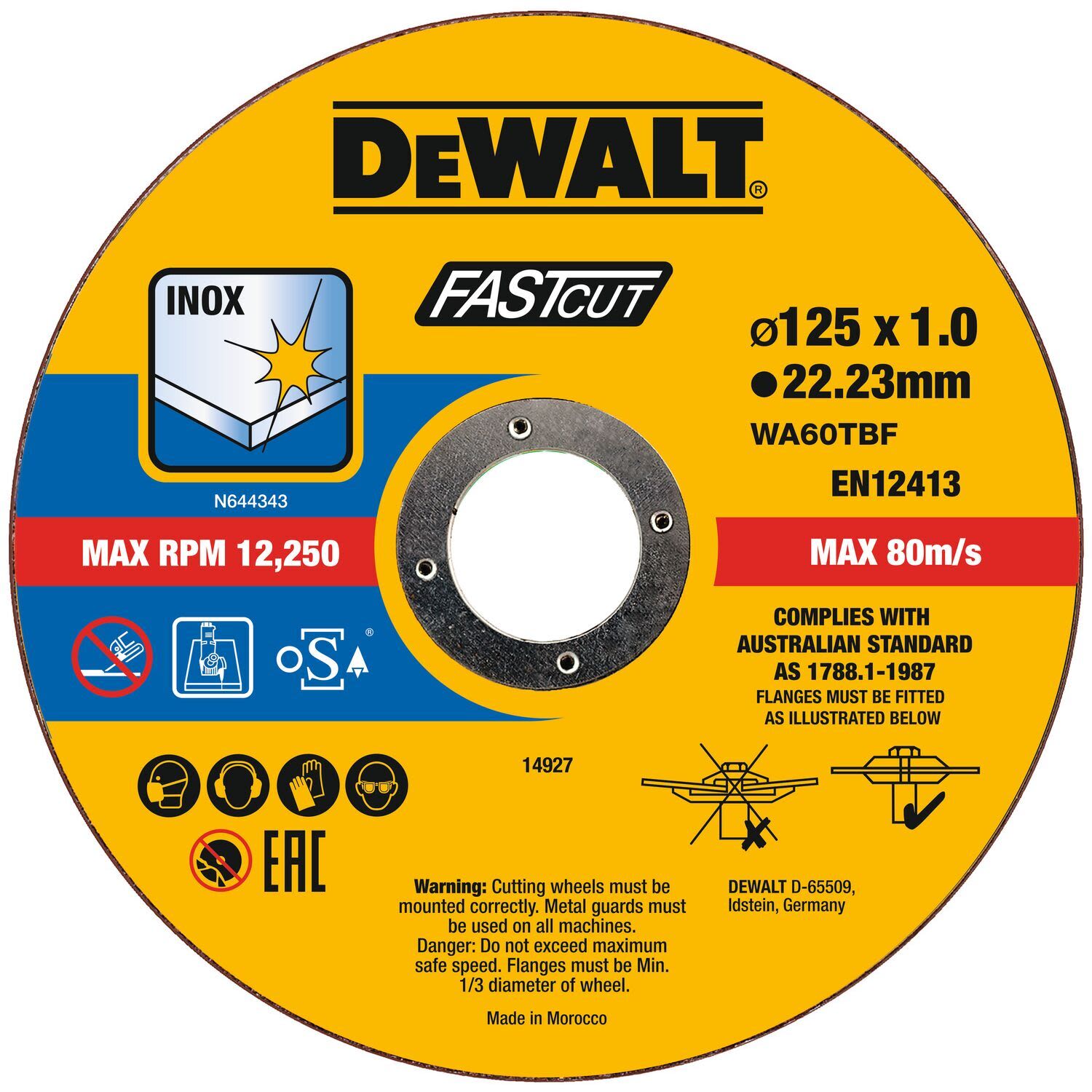 Dewalt DT20540-QZ Kapskiva för metall, 125x1 mm, 100-pack
