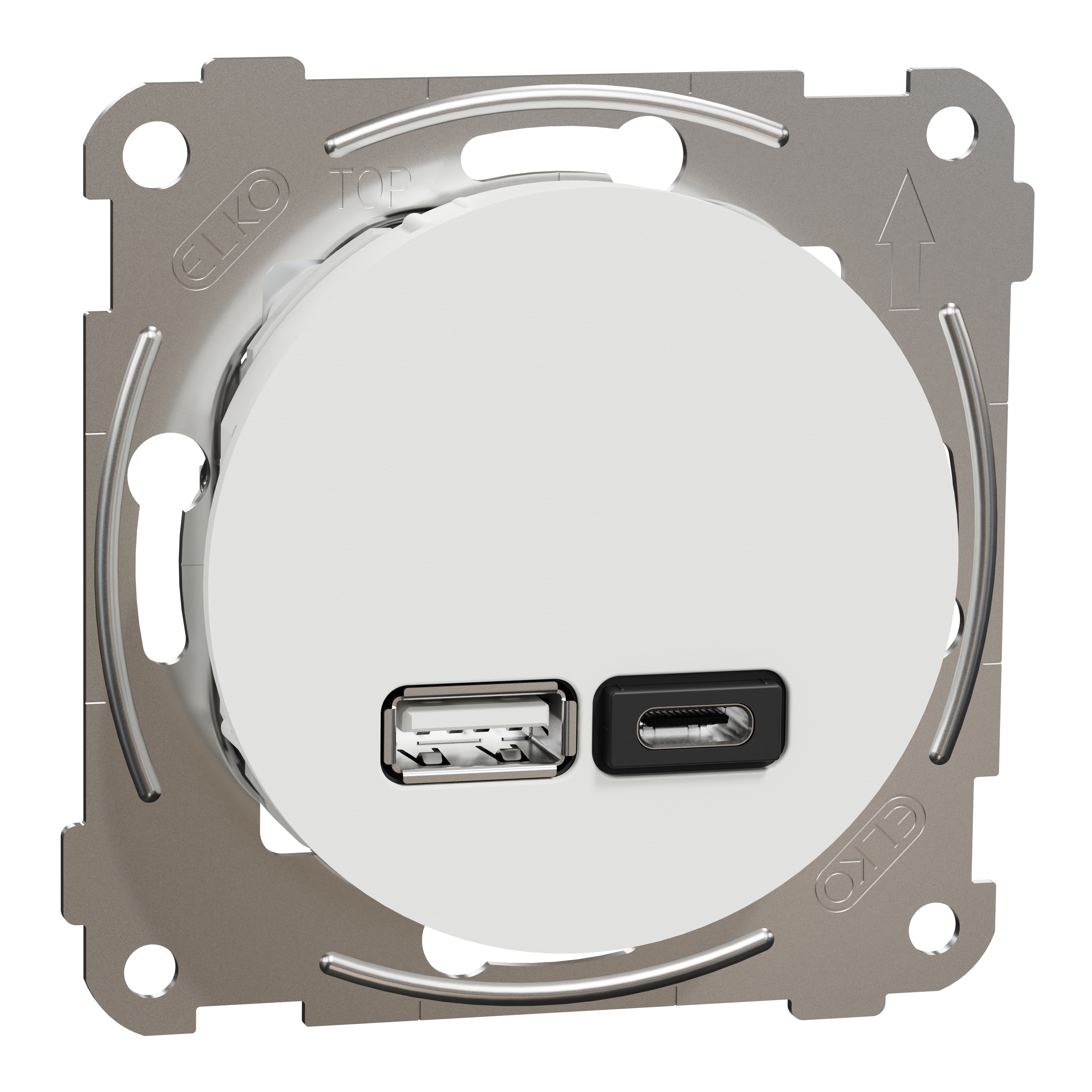 Elko EKO50089 USB-uttag typ A+C 21 W, skruvanslutning Renvit