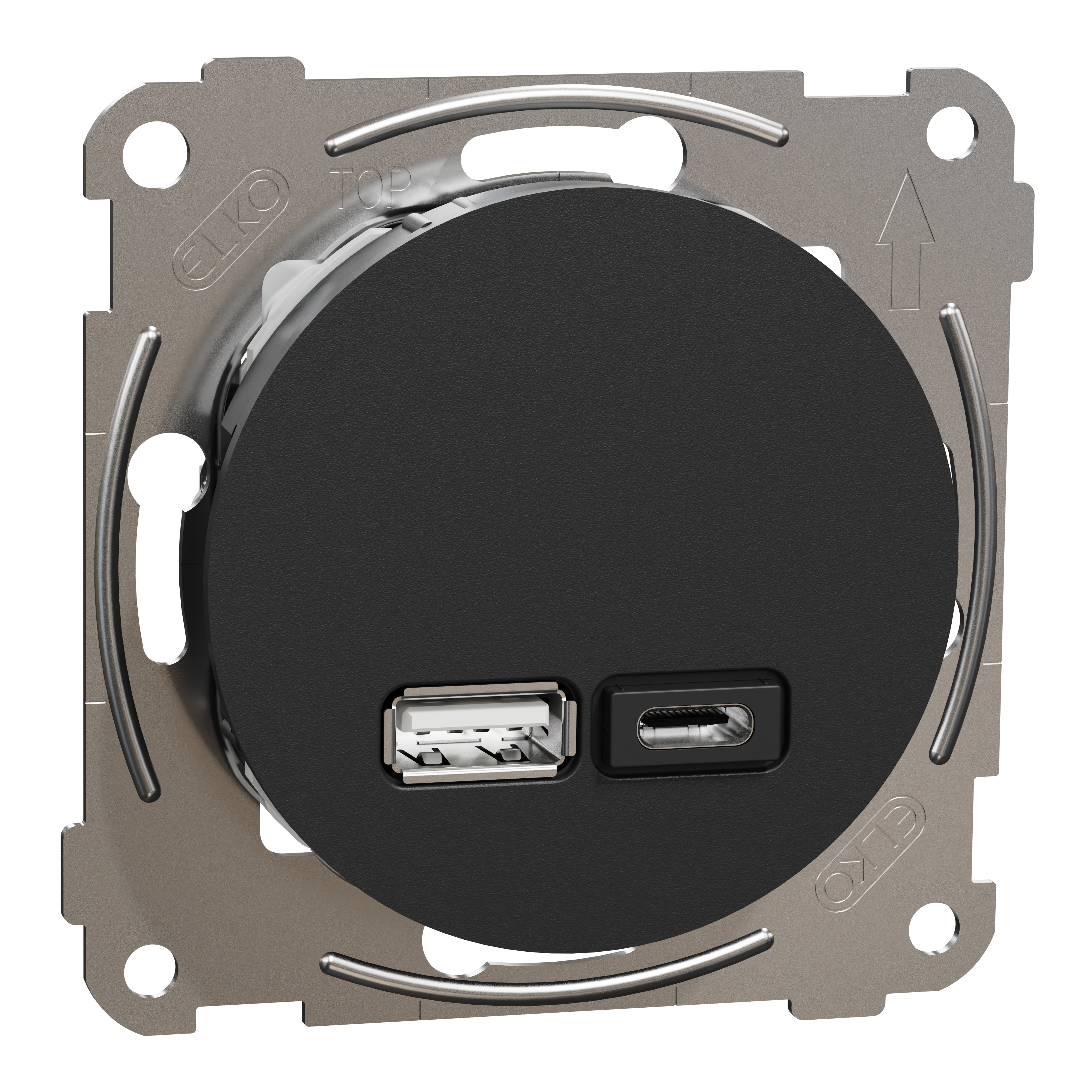Elko EKO50090 USB-uttag typ A+C 21 W, skruvanslutning Svart