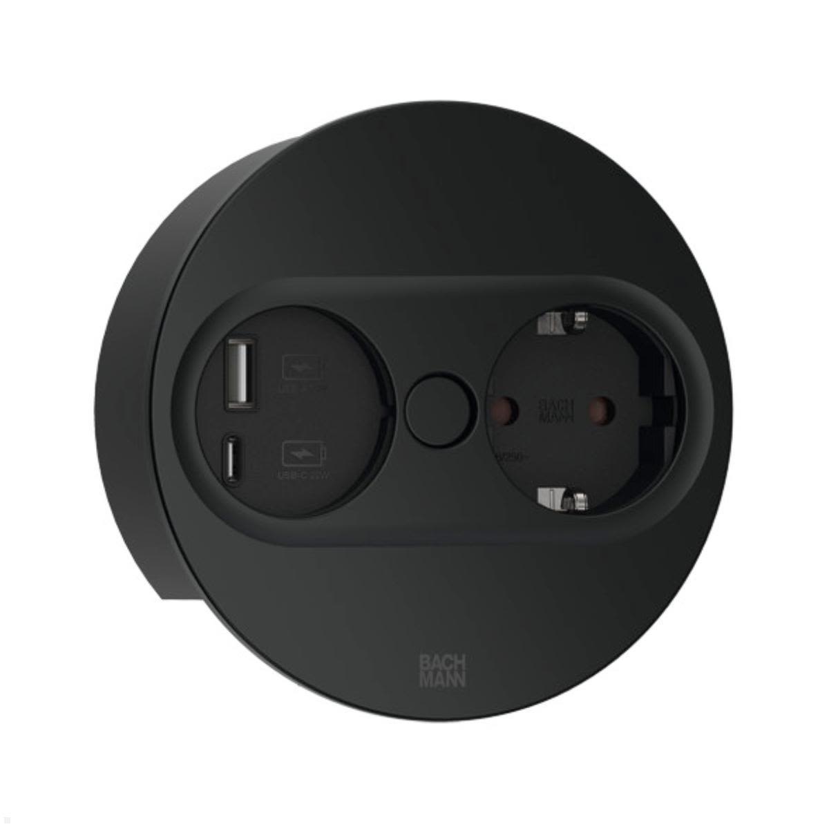 Rutab 946.104 Eluttag rund, USB A/C, avtagbart lock Svart