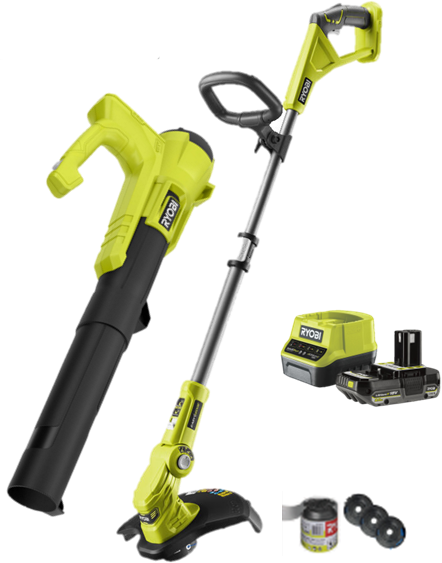 Ryobi RY18LT32BLA-120 Trädgårdspaket med batteri och laddare