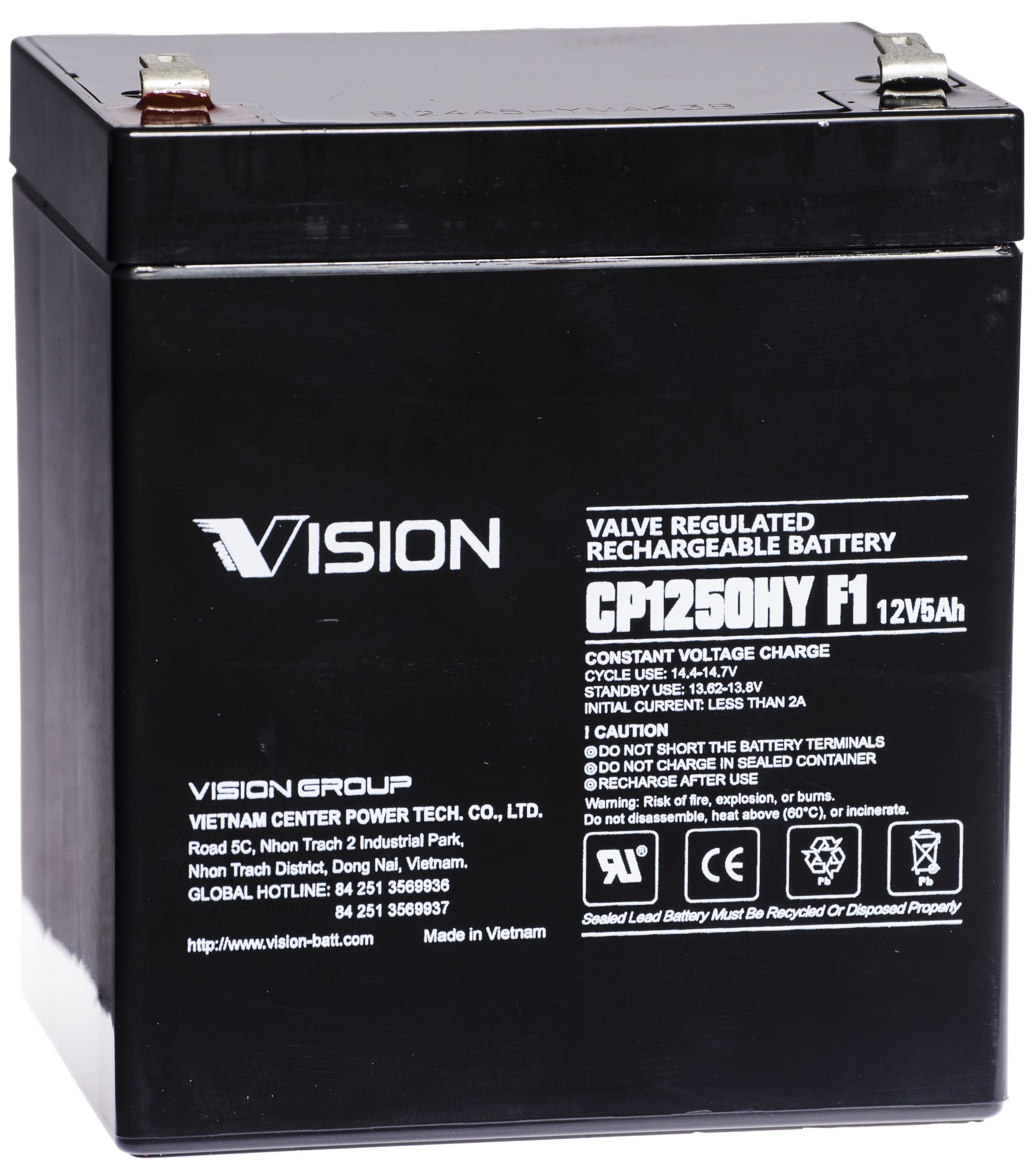 Vision CP1250 Batteri 12V 5 Ah