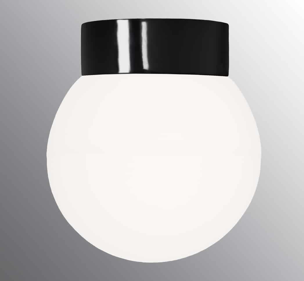 Ifö Electric Classic Glob 200 Takarmatur IP54, rak, E27, opal Svart