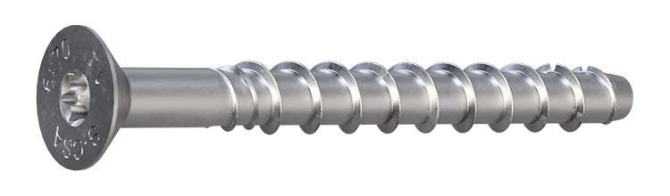 Sormat DIY S-CSA CS 9640095883 Betoniruuvi T30, A4, ruostumaton 6x70/25/15 mm, 6 kpl