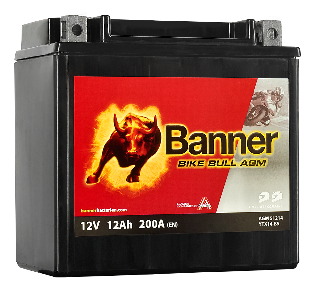 Banner Bike Bull AGM 51214 Startbatteri 12V, 12 Ah
