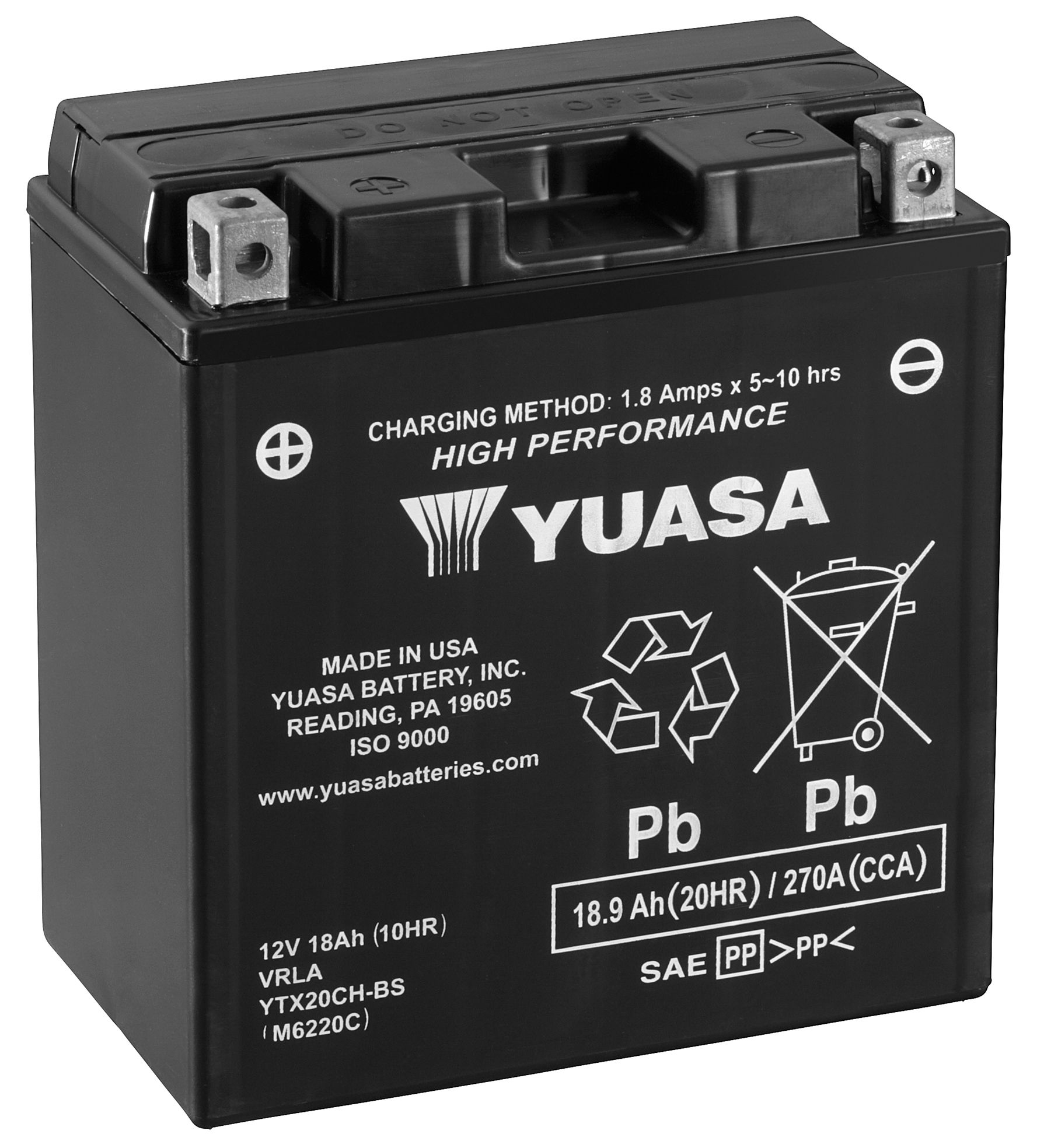 Yuasa YTX20CH-BS Startbatteri 12V, 18,9 Ah