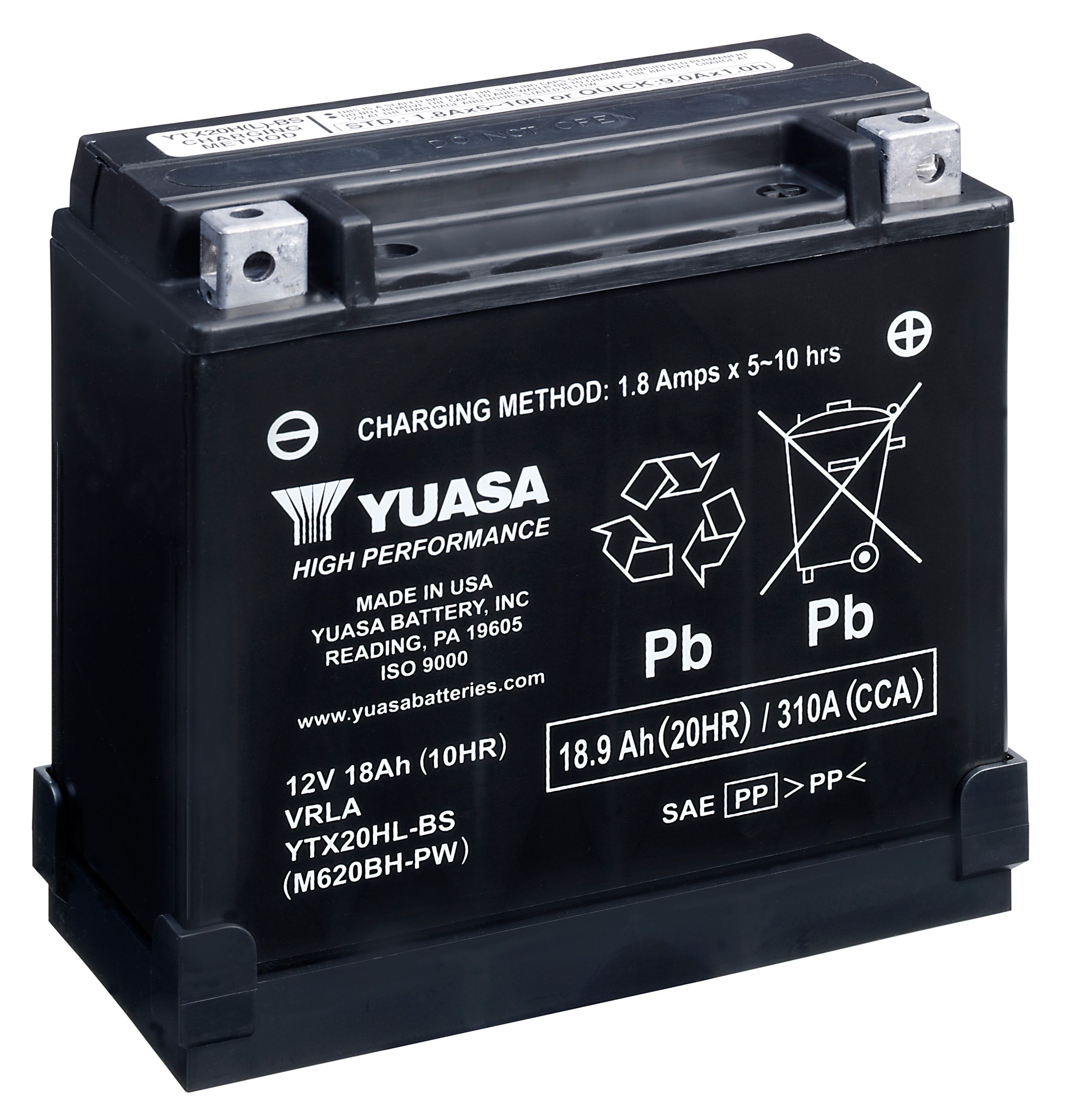 Yuasa YTX20HL-BS Startbatteri 12V, 18,9 Ah