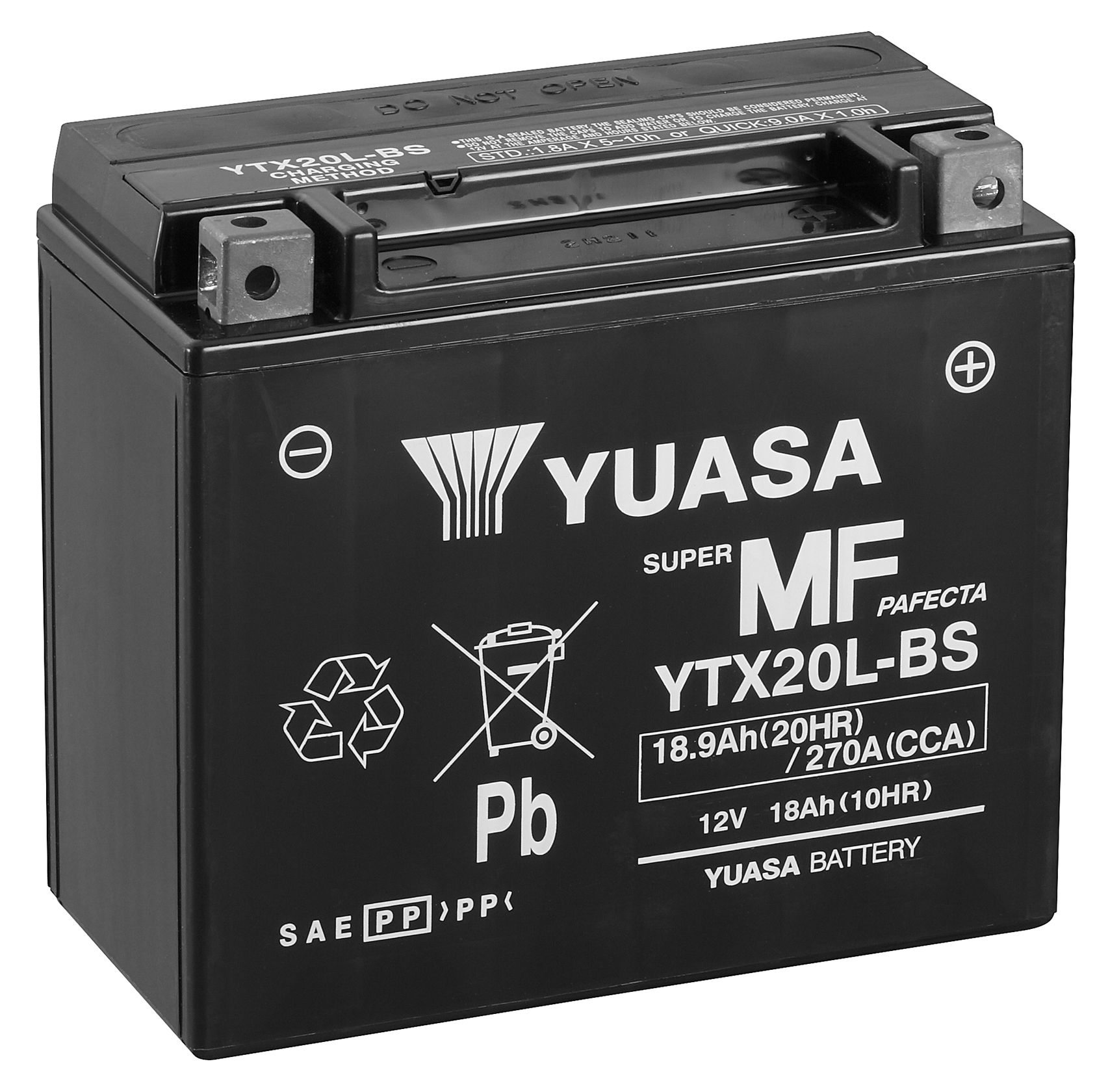 Yuasa YTX20L-BS Startbatteri 12V, 18,9 Ah