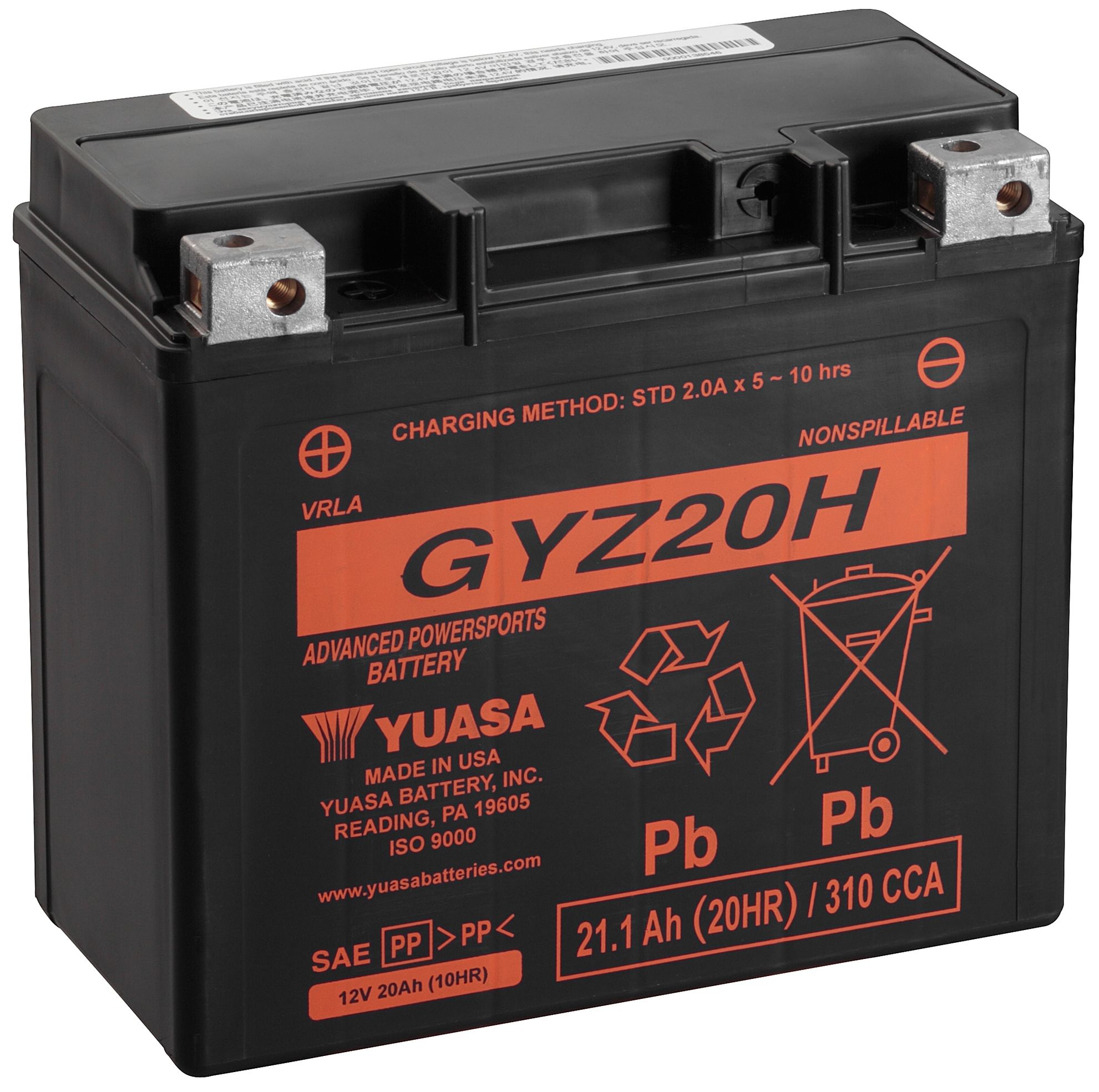 Yuasa GYZ20H Startbatteri 12V, 21,1 Ah