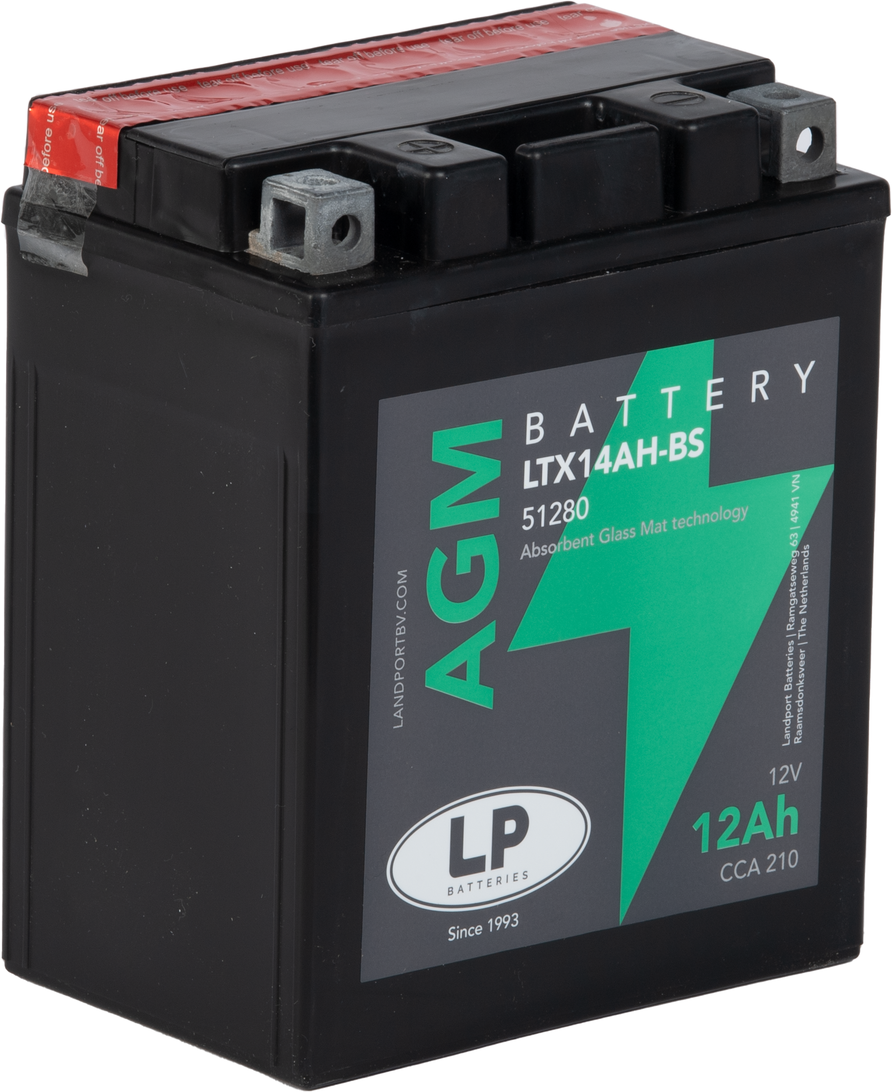 LP Batteries LPYTX14AH-BS Startbatteri 12V, 12 Ah