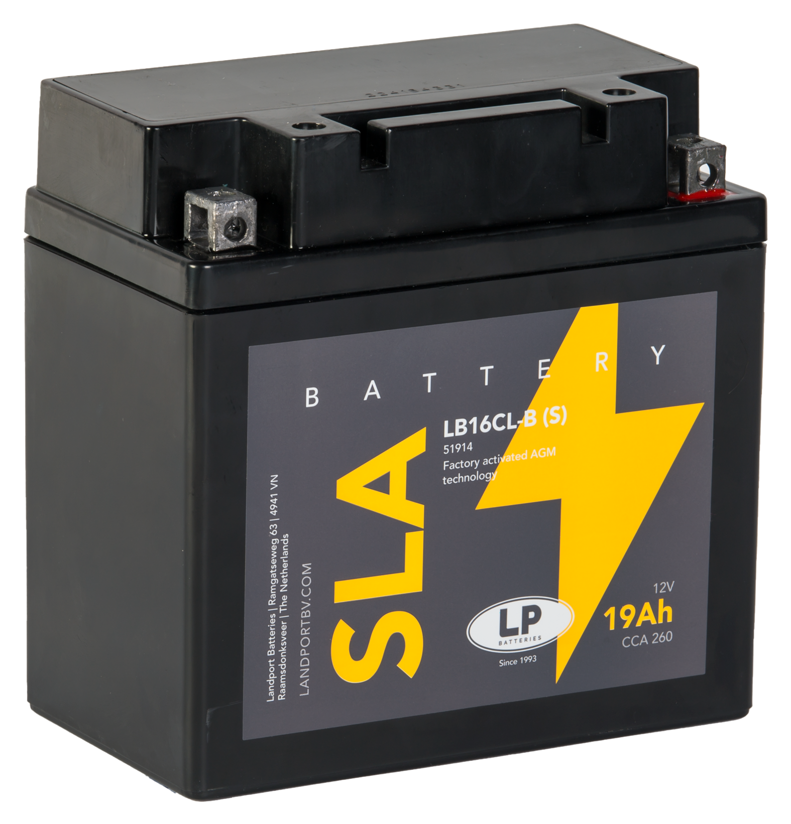 LP Batteries LPYB16CL-B Startbatteri 12V, 19 Ah