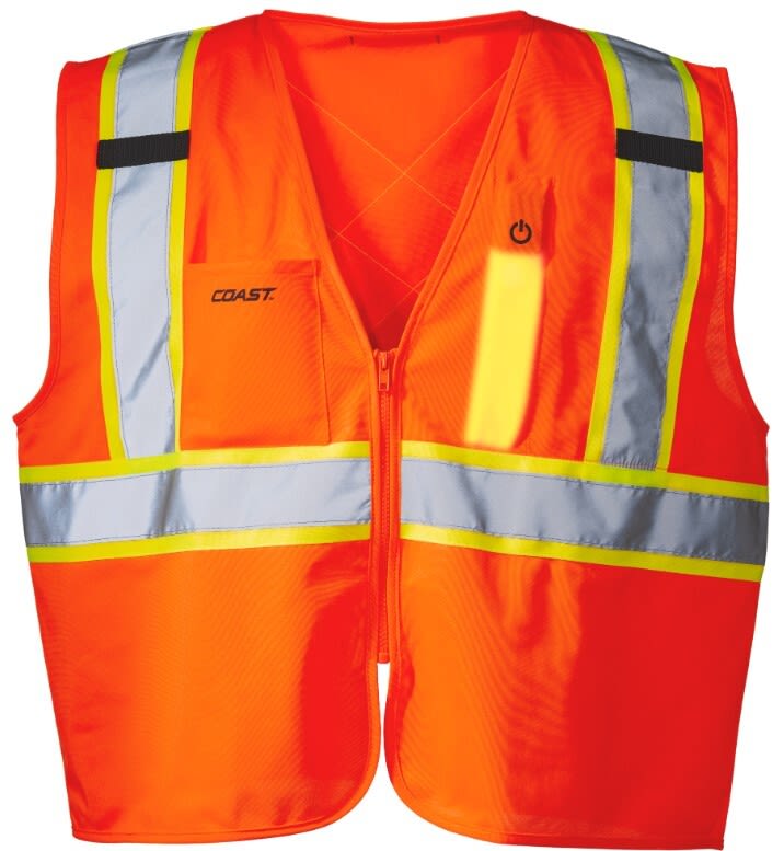Coast SV350M Sikkerhedsvest med LED-belysning, orange med høj synlighed M