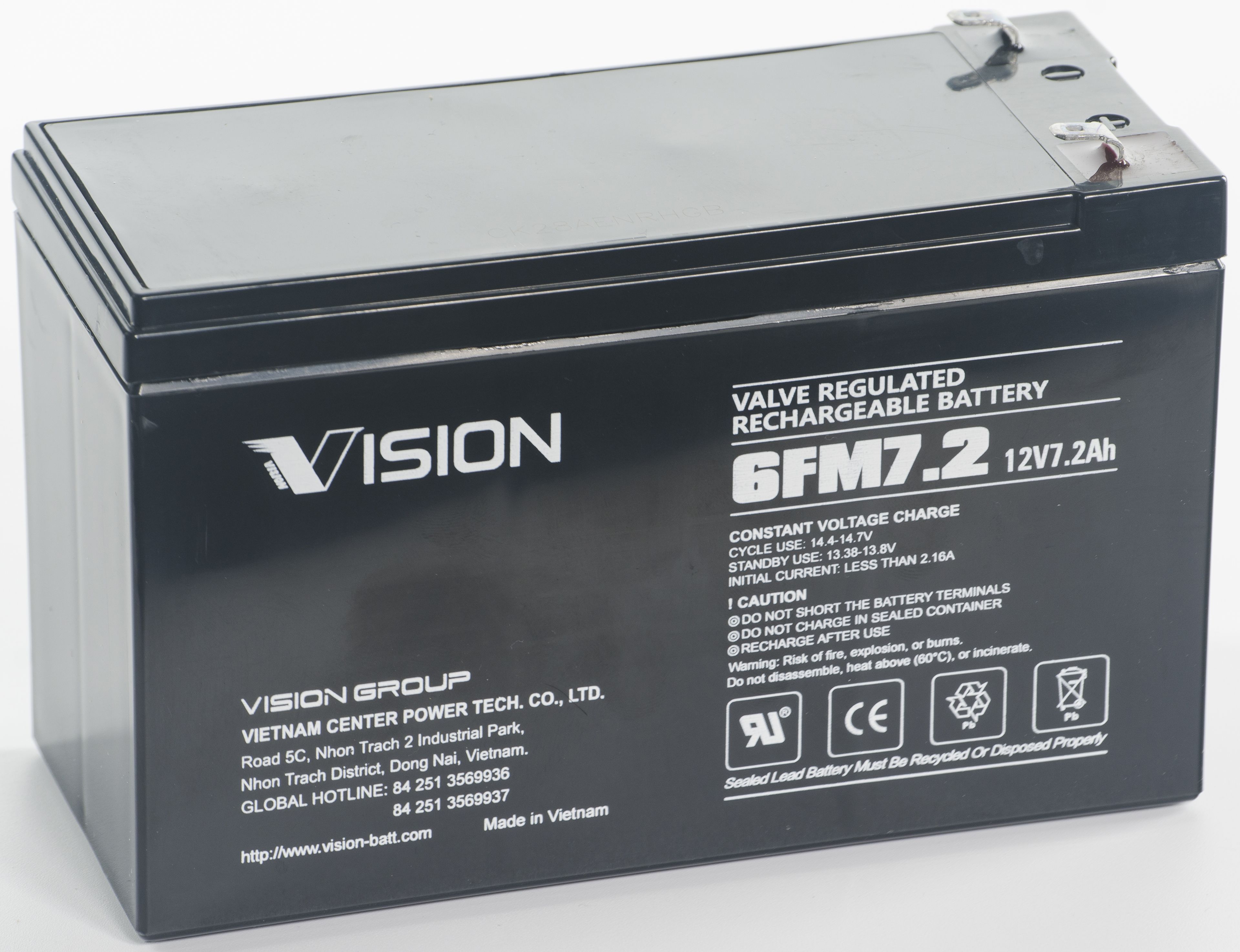 Vision 98510720 Batteri 12V 7.2 Ah