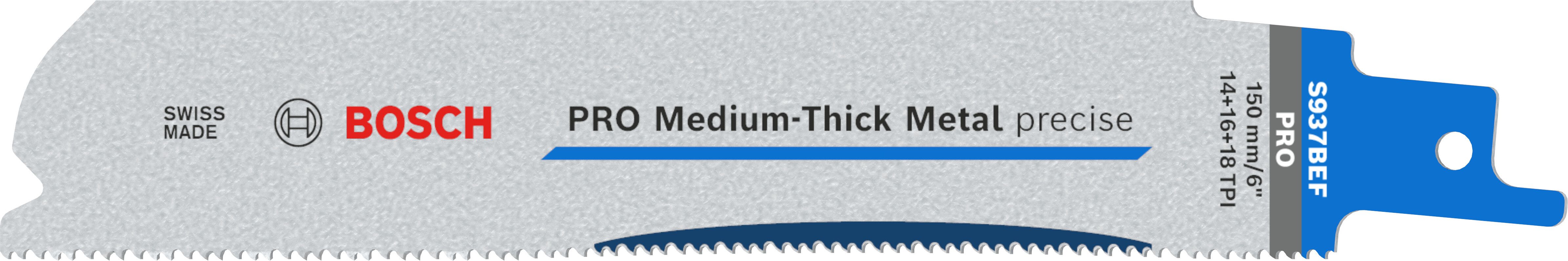 Bosch PRO Medium-Thick Metal Precise Tigersågblad 1,1x25 mm, 5-pack Längd: 150 mm