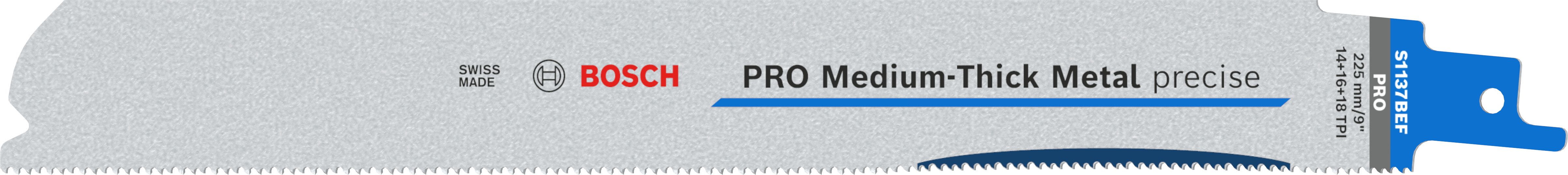 Bosch PRO Medium-Thick Metal Precise Tigersågblad 1,1x25 mm, 5-pack Längd: 225 mm