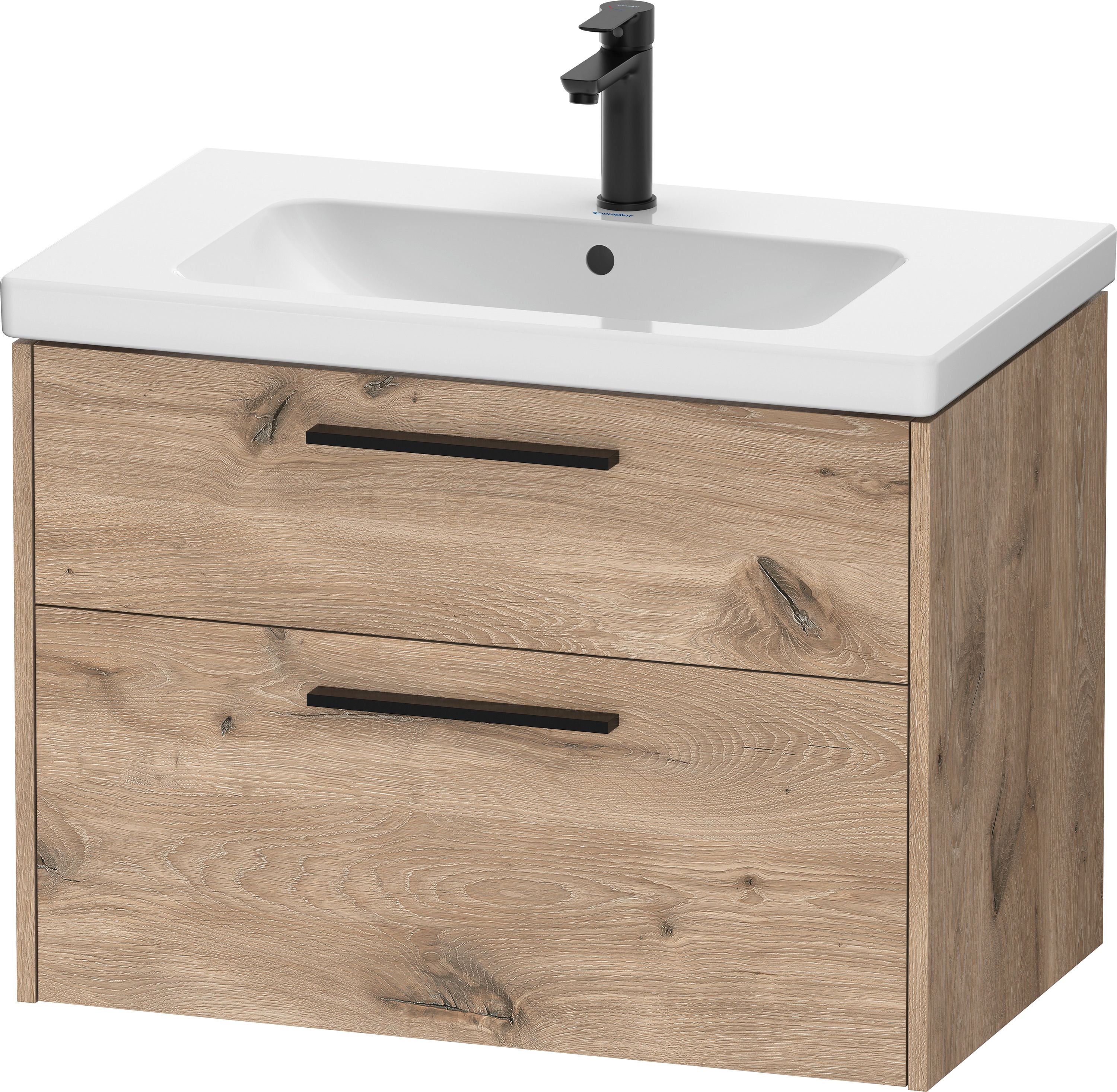 Duravit D-Code Tvättställsskåp 2 lådor Marmorerad Ek, diamantsvart