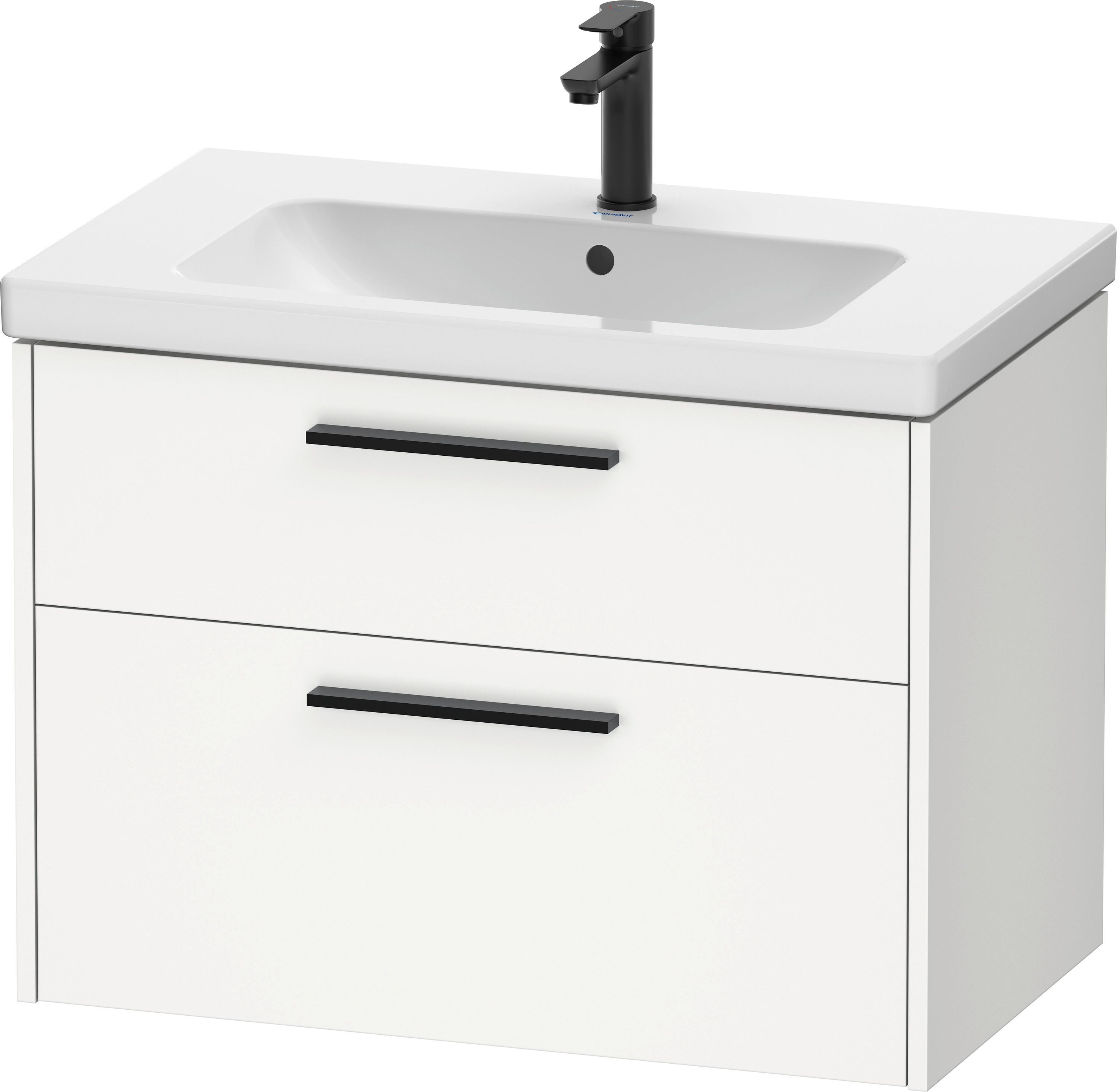 Duravit D-Code Tvättställsskåp 2 lådor Mattvit, diamantsvart