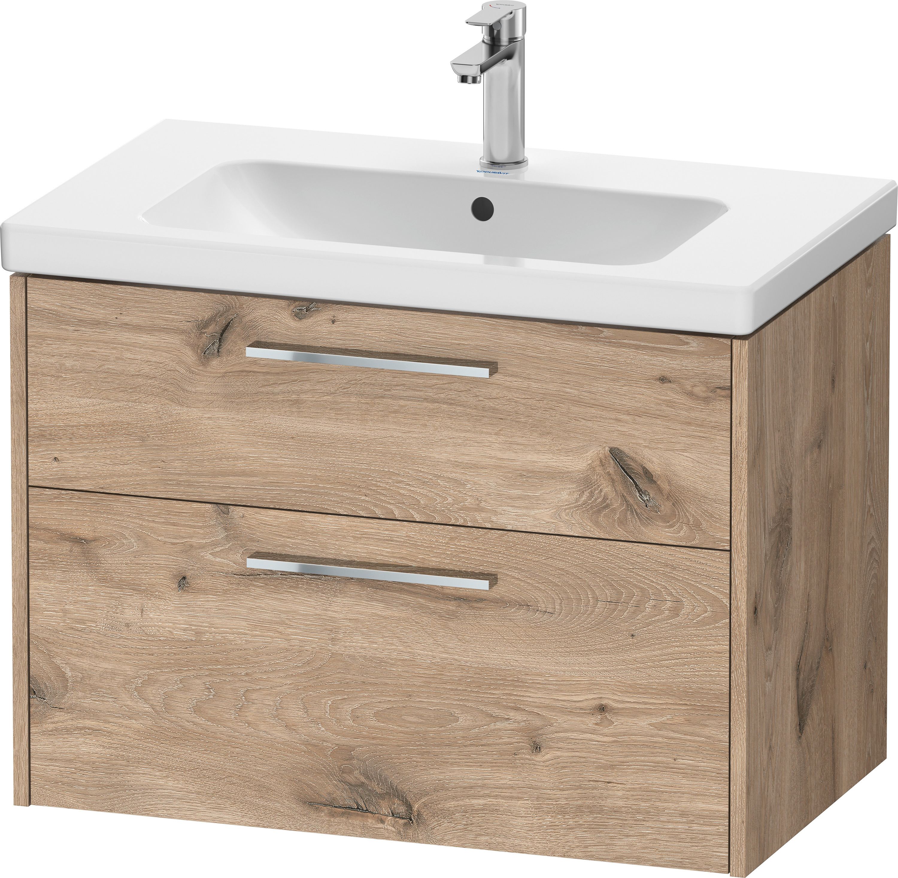 Duravit D-Code Tvättställsskåp 2 lådor Marmorerad Ek, krom