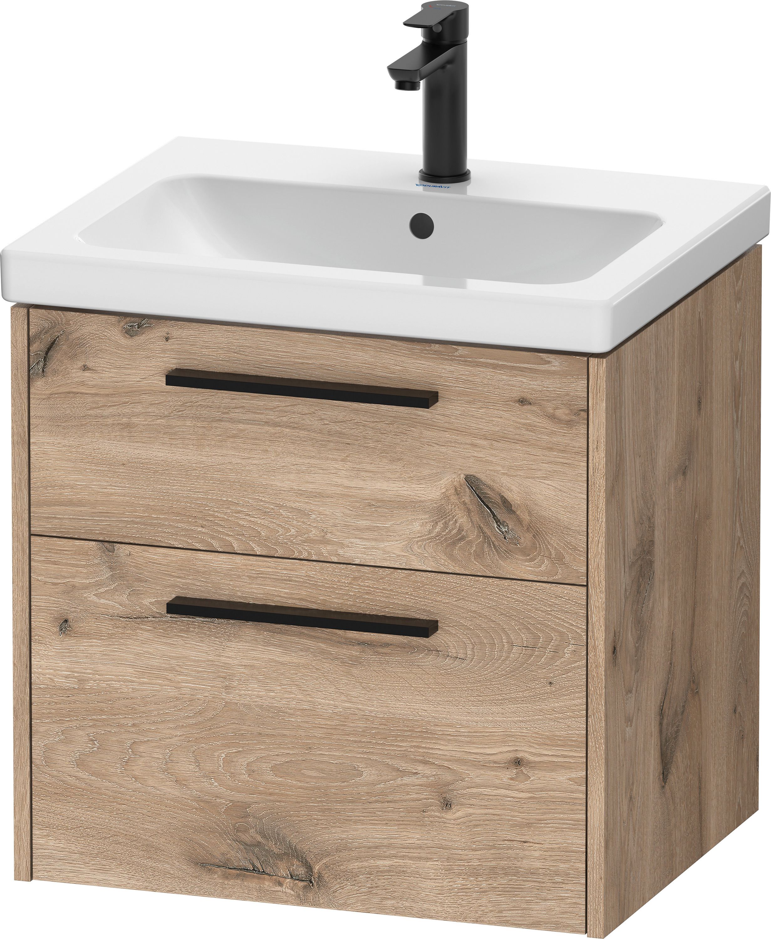 Duravit D-Code Tvättställsskåp 2 lådor Marmorerad Ek, diamantsvart