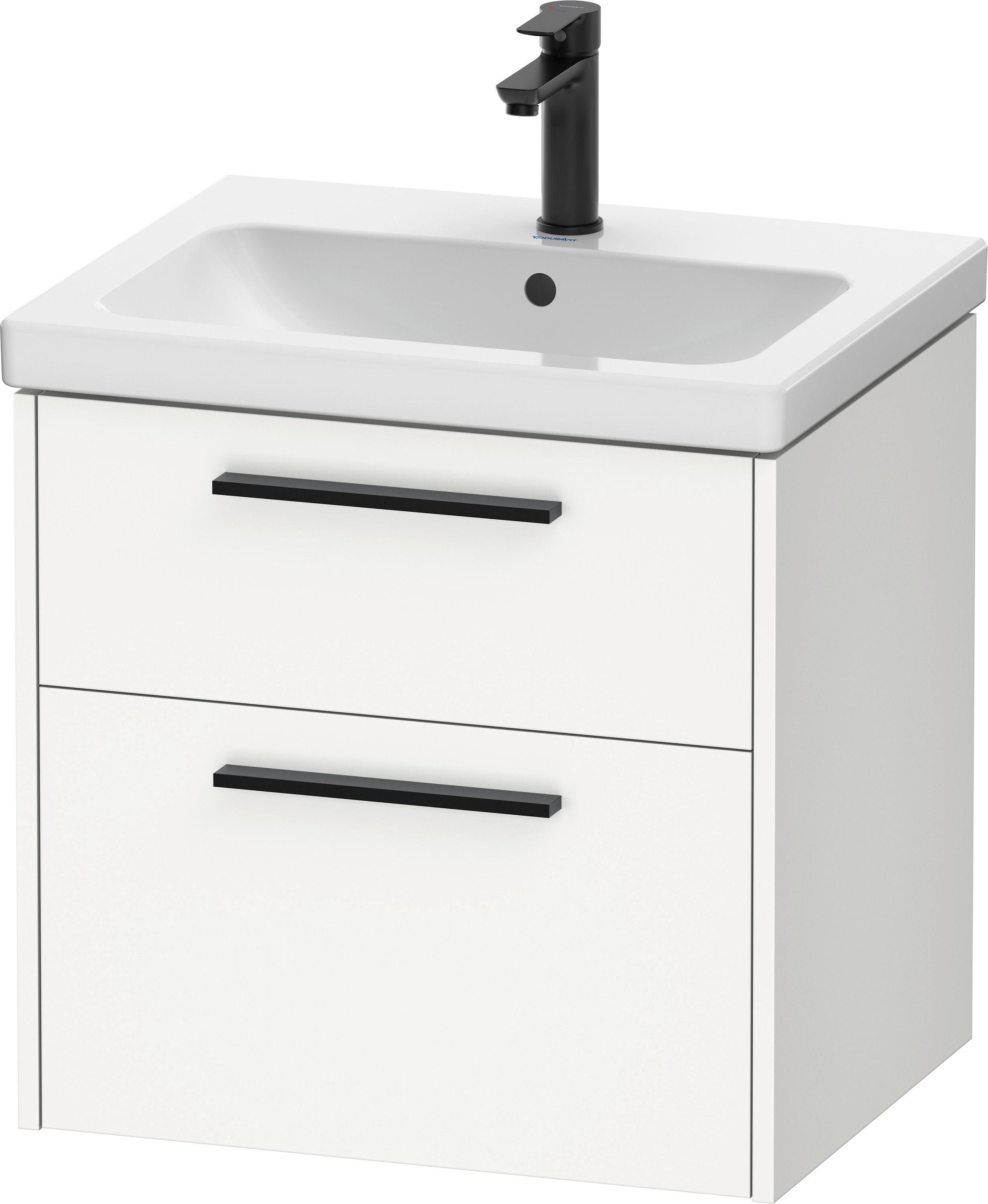 Duravit D-Code Tvättställsskåp 2 lådor Mattvit, diamantsvart