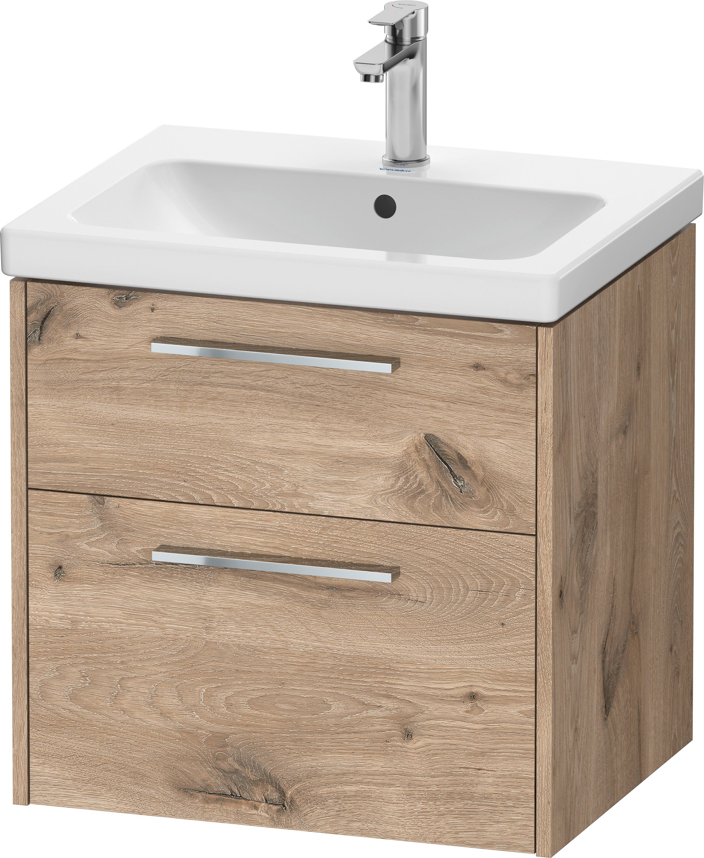 Duravit D-Code Tvättställsskåp 2 lådor Marmorerad Ek, krom