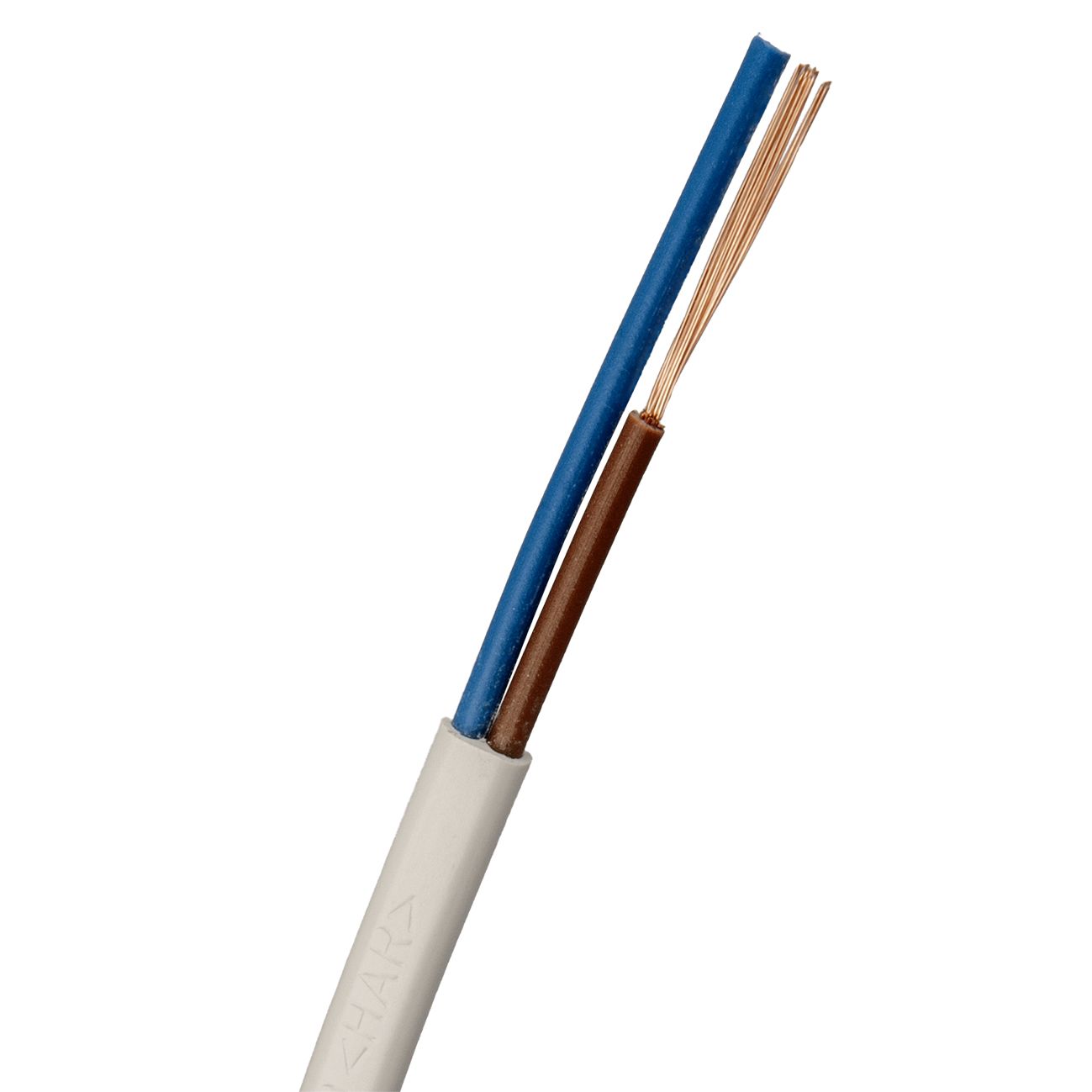 Nexans SKX-U Tilkoblingskabel H03VVH2-F, 300/300 V 2 x 0,75 mm², hvit