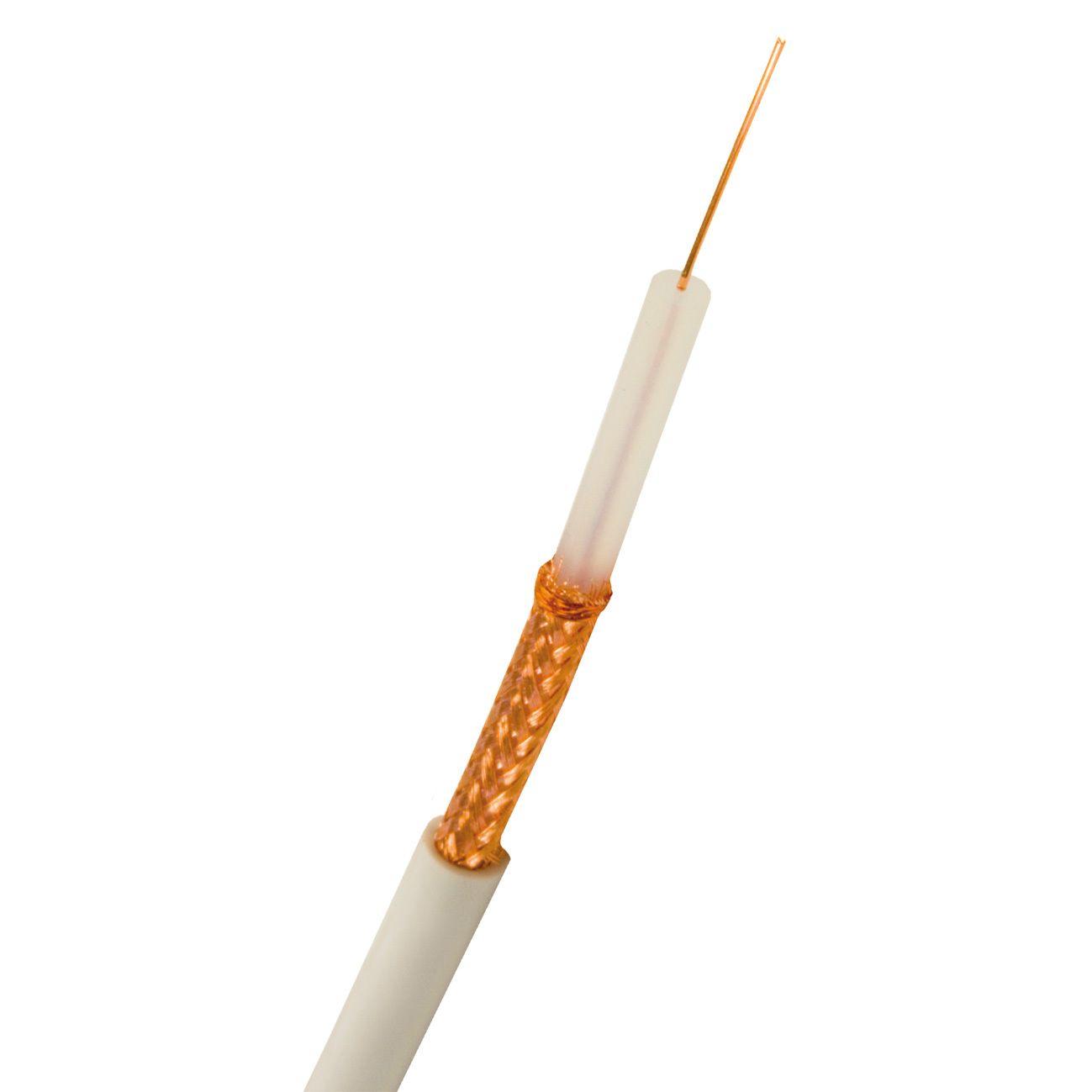 Nexans RG 59 LSZH Koaksialkabel hvit, 3,7 mm ytre Bobin, 500 m