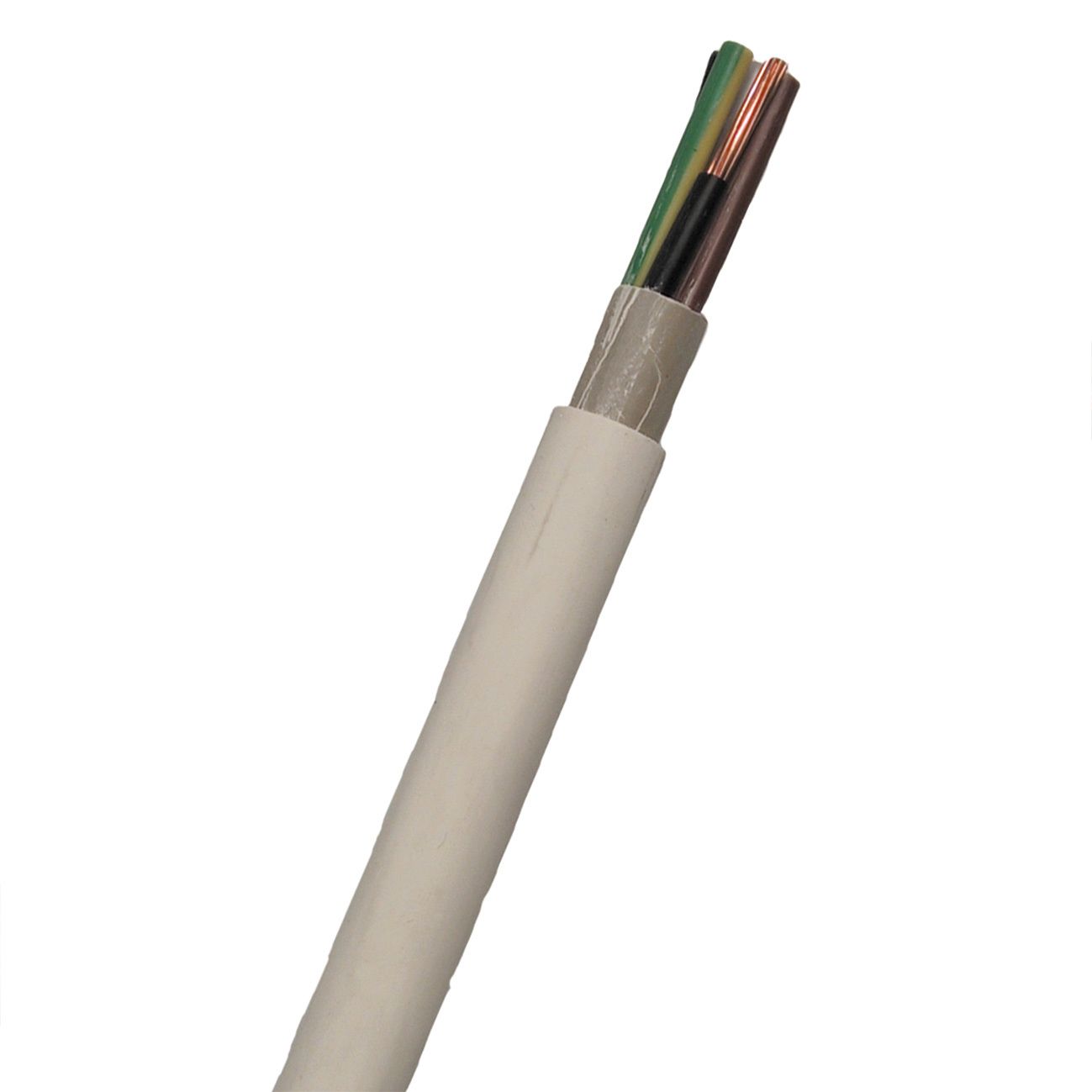 Nexans FQQ Installationskabel 5G6 mm² ledararea, vit 1 m, kapad