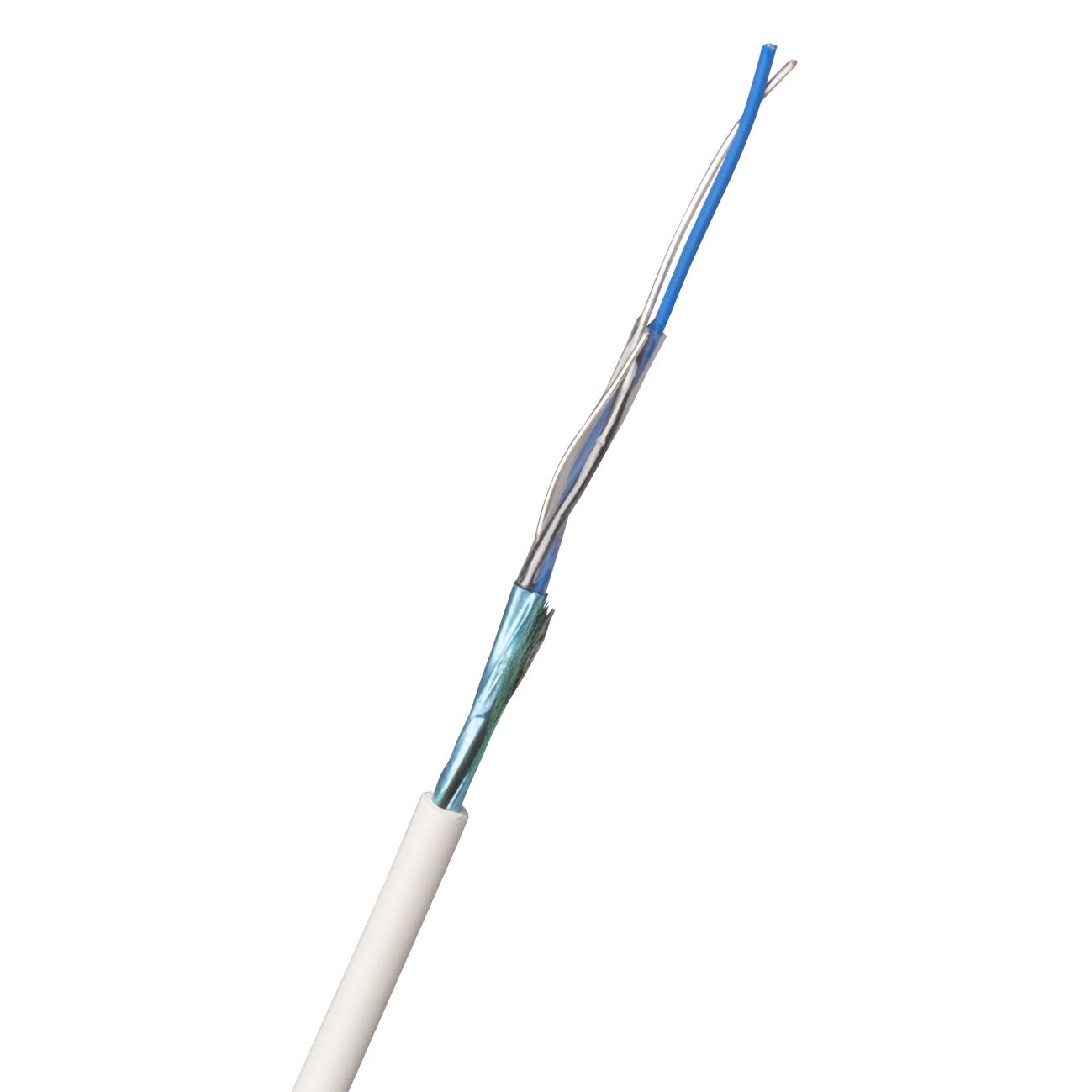 Nexans PTS-HF Telekabel 1x2x0,6 mm, hvit 1 m, kappet