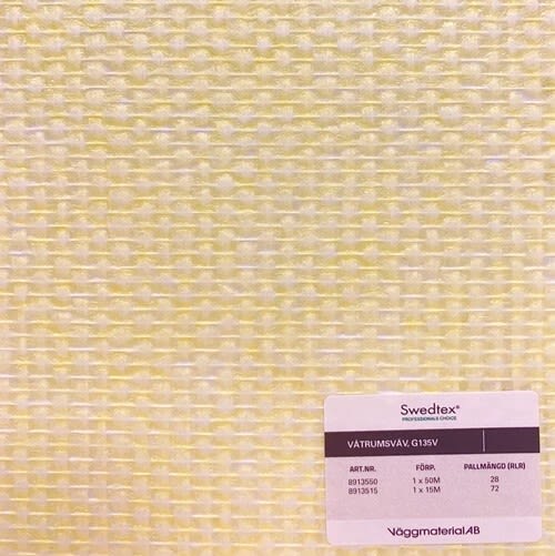 Swedtex G135V Glasfiberväv våtrum, 1x25 m