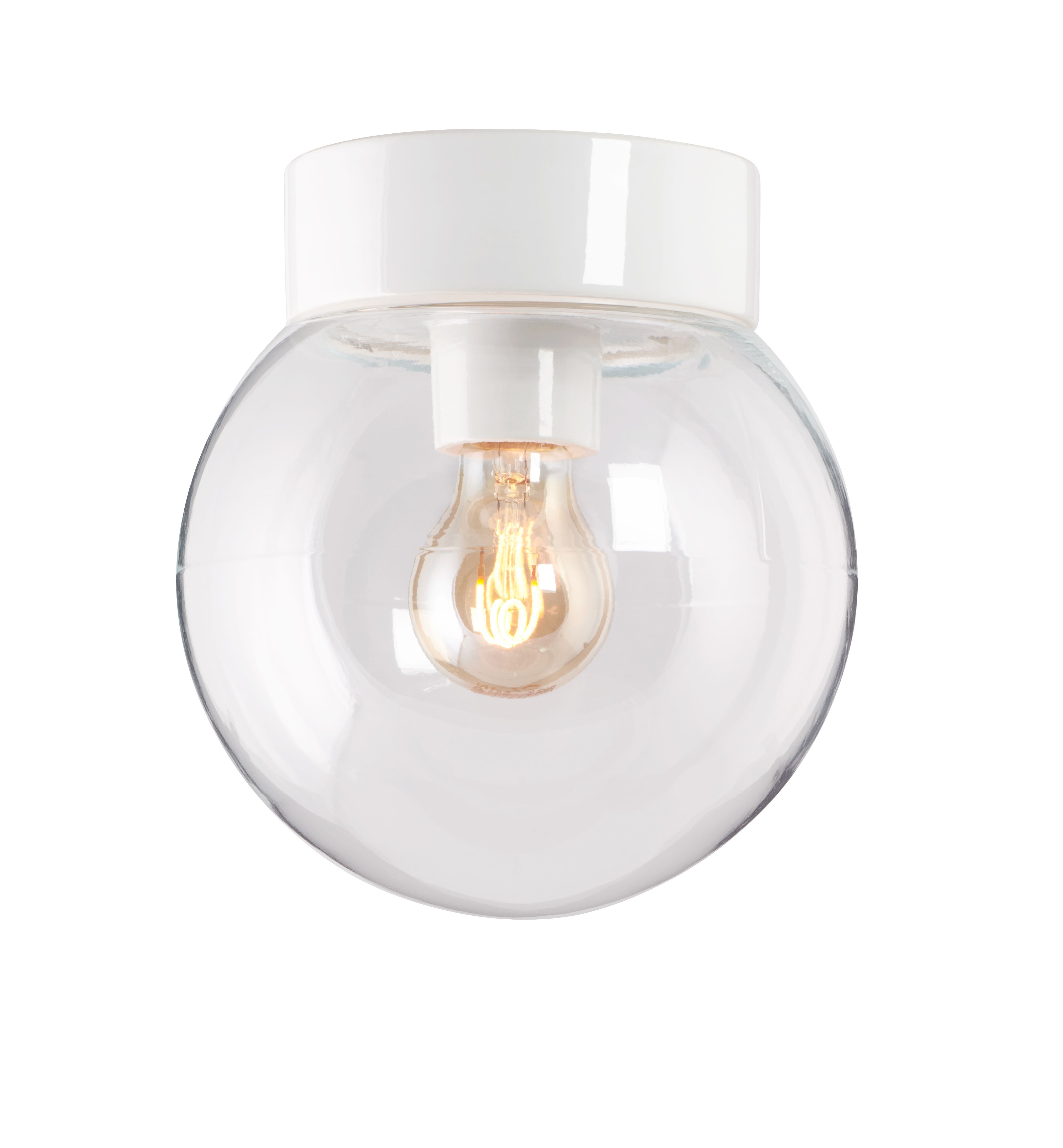 Ifö CLASSIC GLOBE 200 Takarmatur  rak, IP44, E27 Klar vit