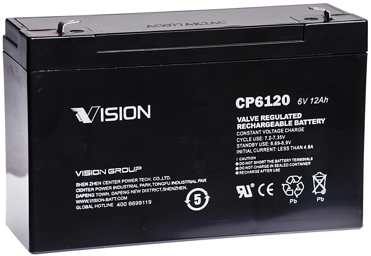 Vision CP6120 Batteri 6V, 12 Ah