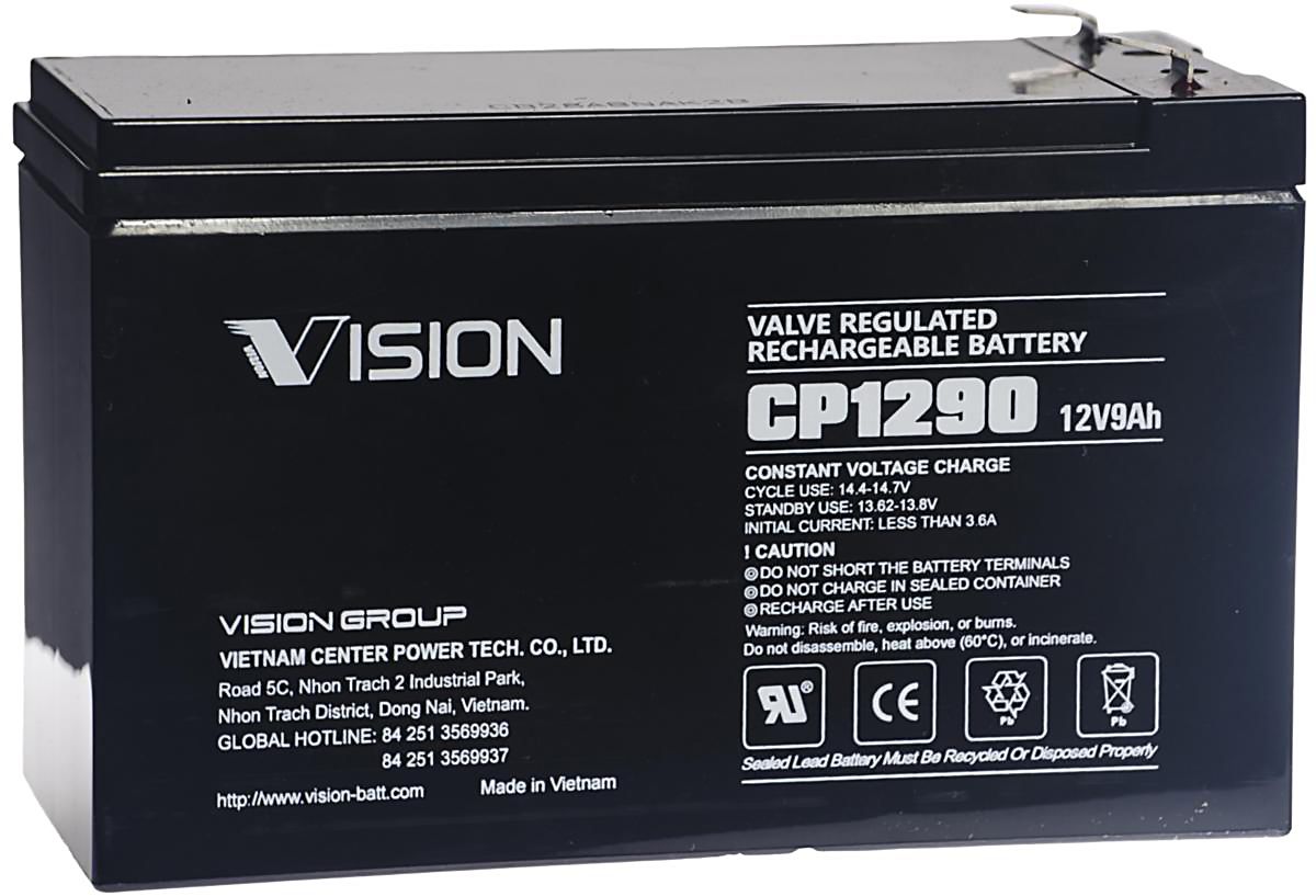 Vision CP1290F2 Batteri 12V, 9 Ah