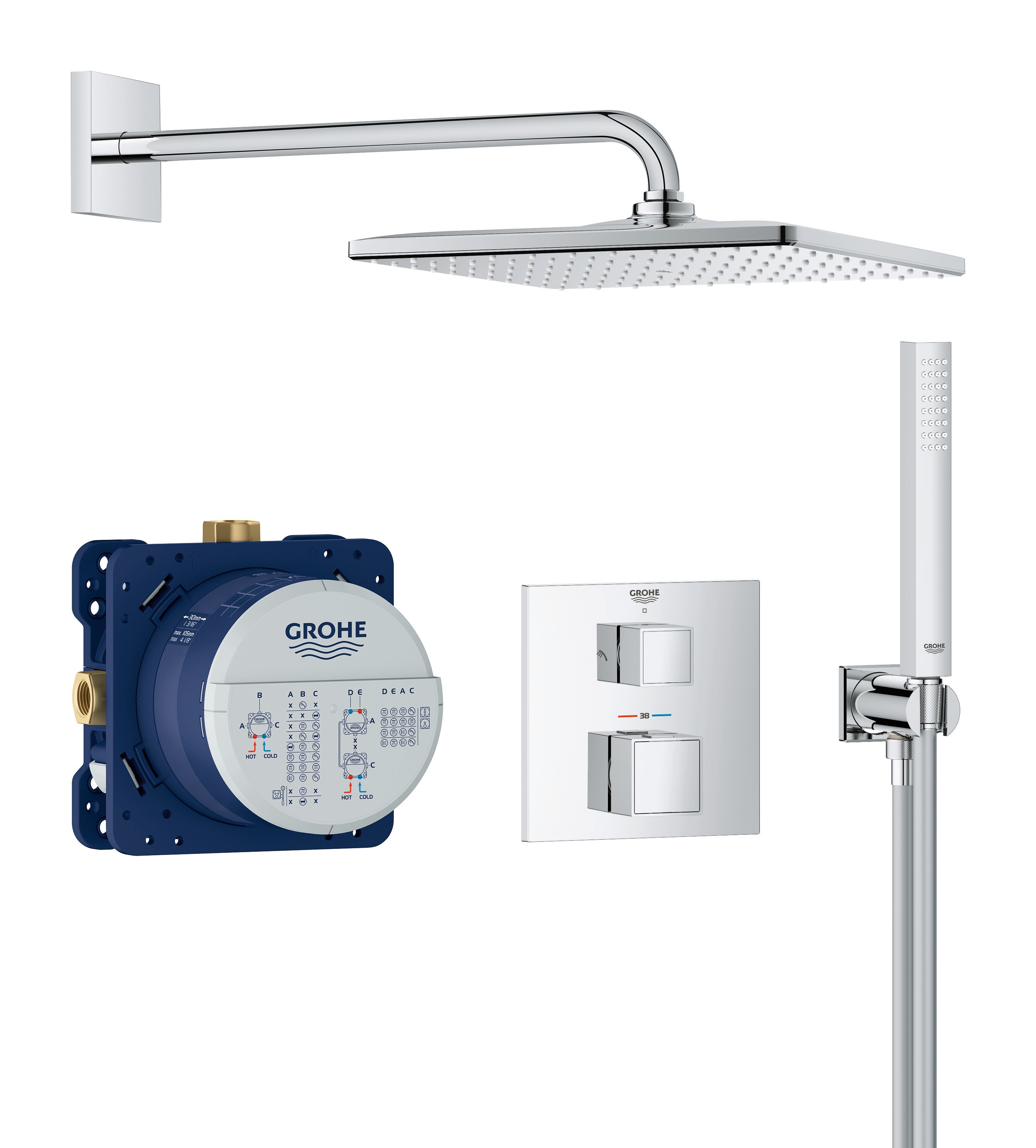Grohe Precision Cube 34879000 Takduschset krom