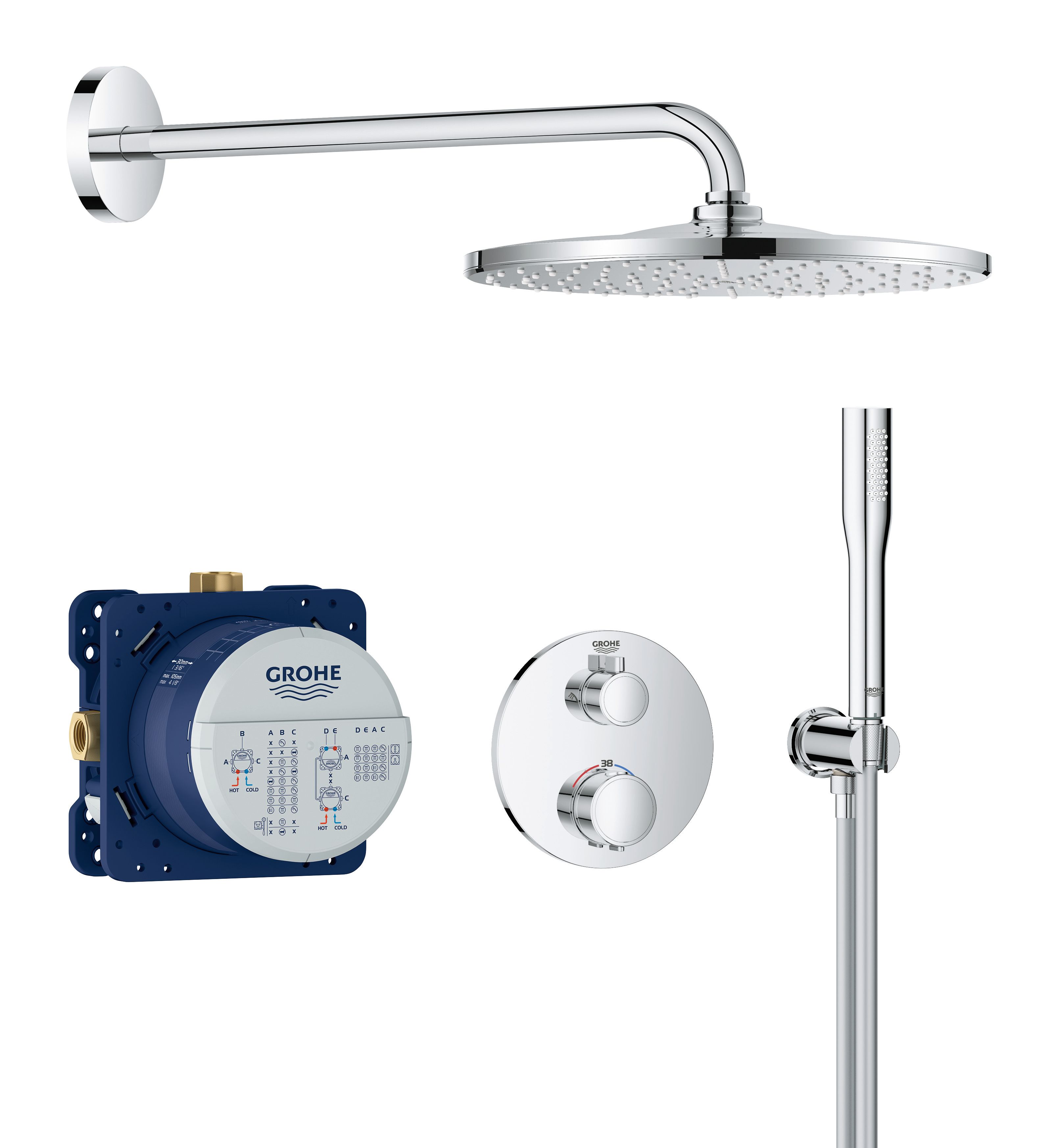 Grohe Precision Thermostat 34880000 Takduschset krom