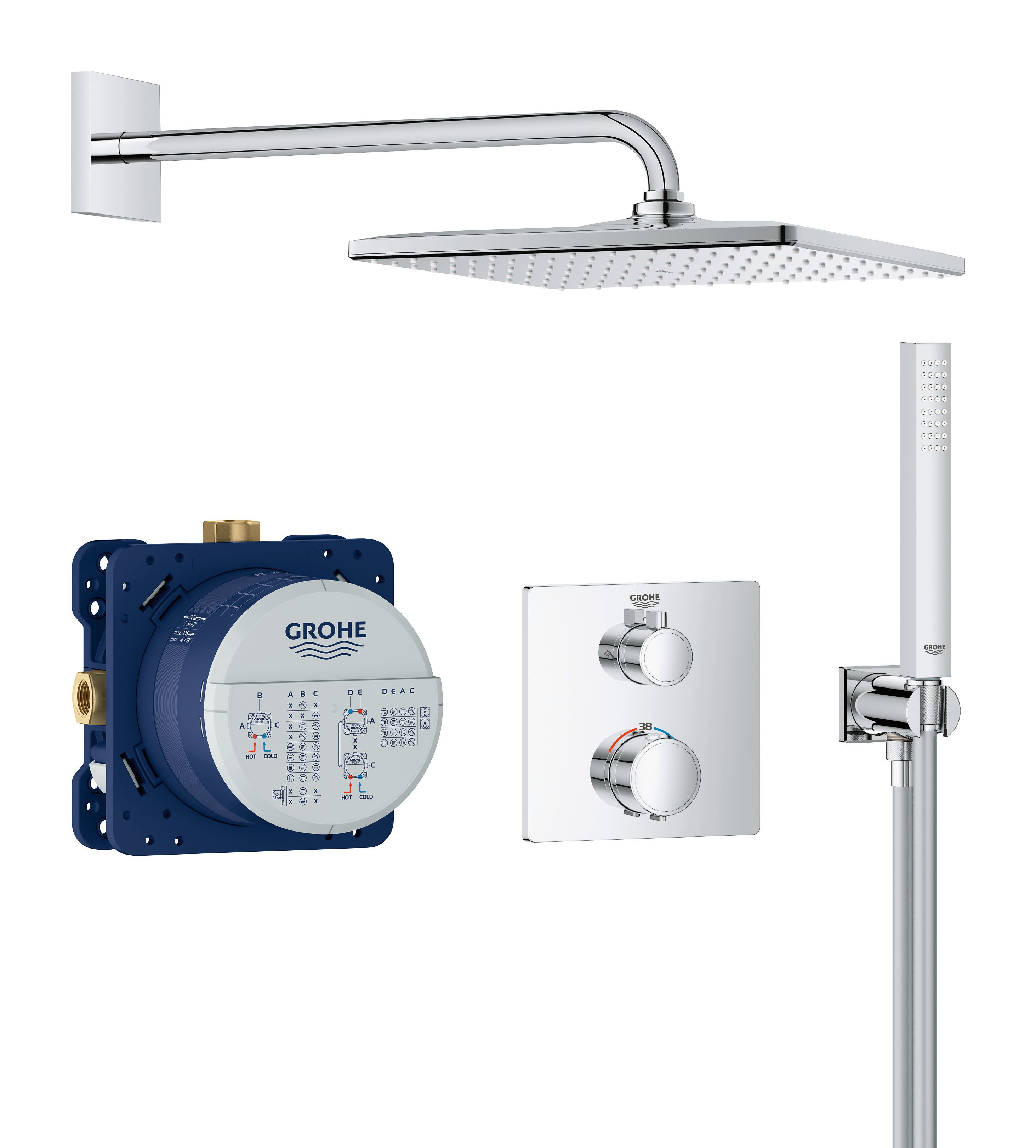 Grohe Precision Thermostat 34881000 Takduschset krom