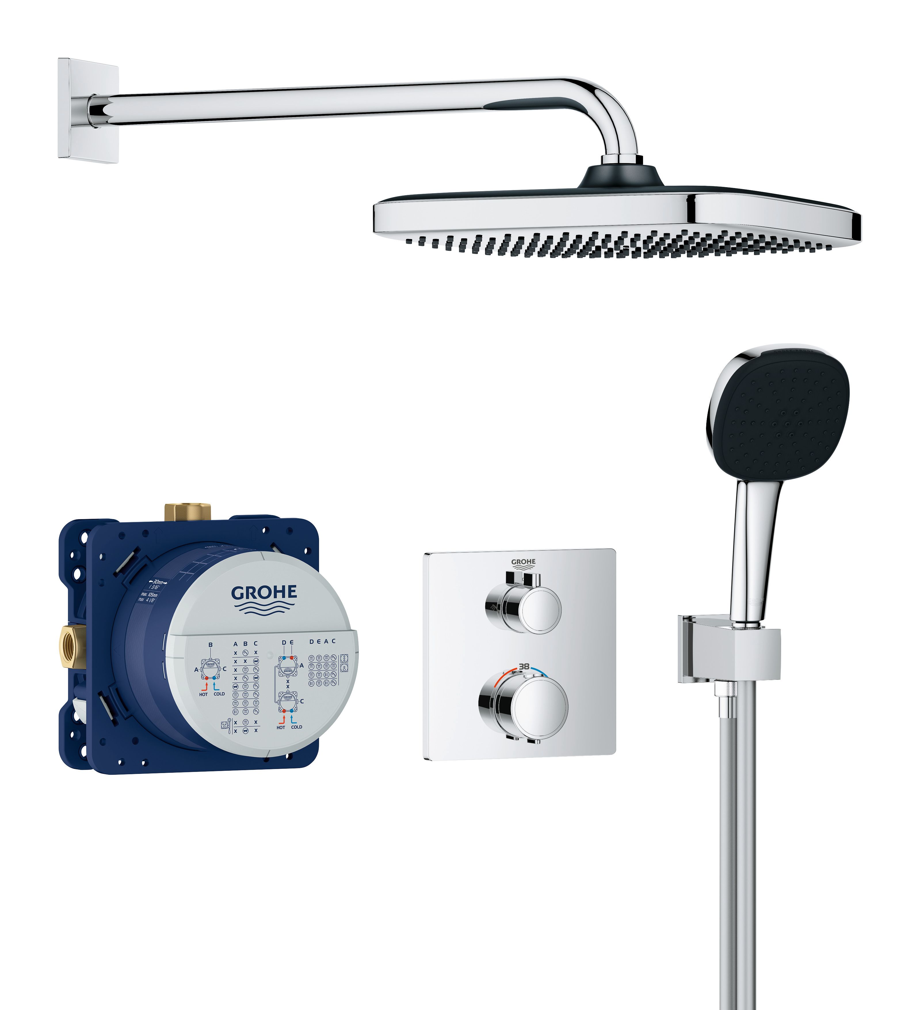 Grohe Precision Thermostat 34882000 Takduschset krom
