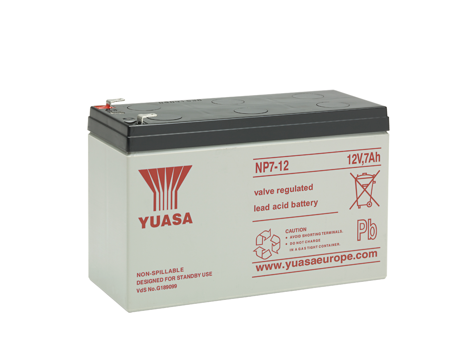 Yuasa NP7-12 Batteri 12V, 7,0 Ah