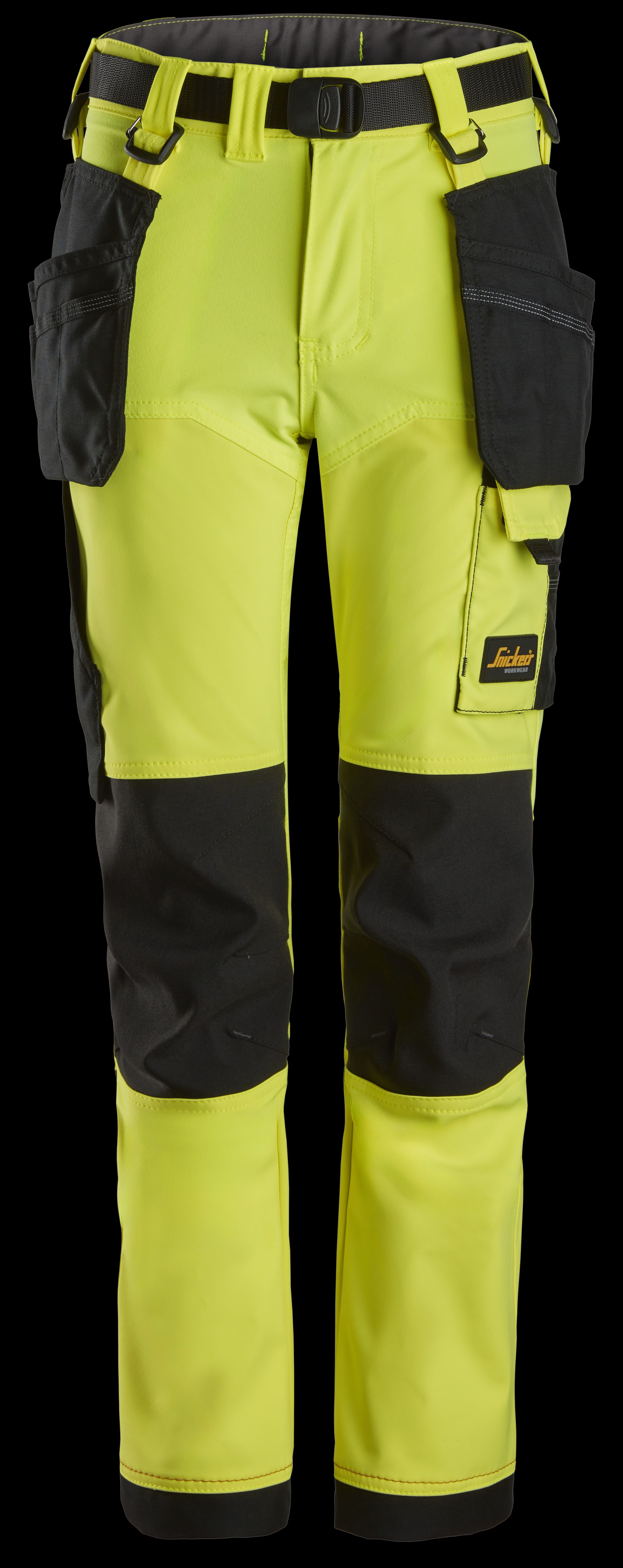 Snickers Workwear 7575-6704 AllroundWork Arbetsbyxa för barn, neongul/svart 164