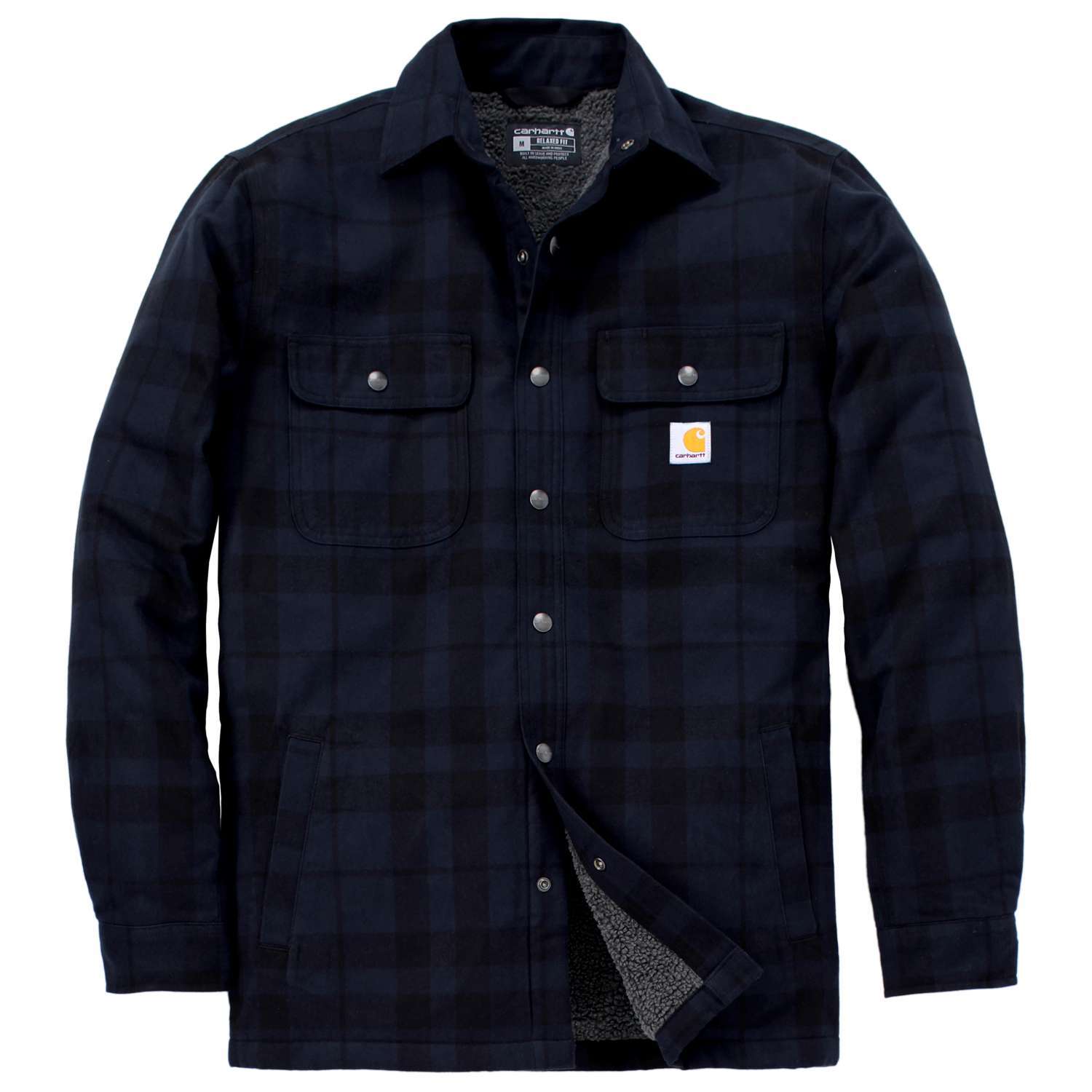 Carhartt 107017I26-XL Flanellskjorta Sherpafoder för komfort och värme Marinblå