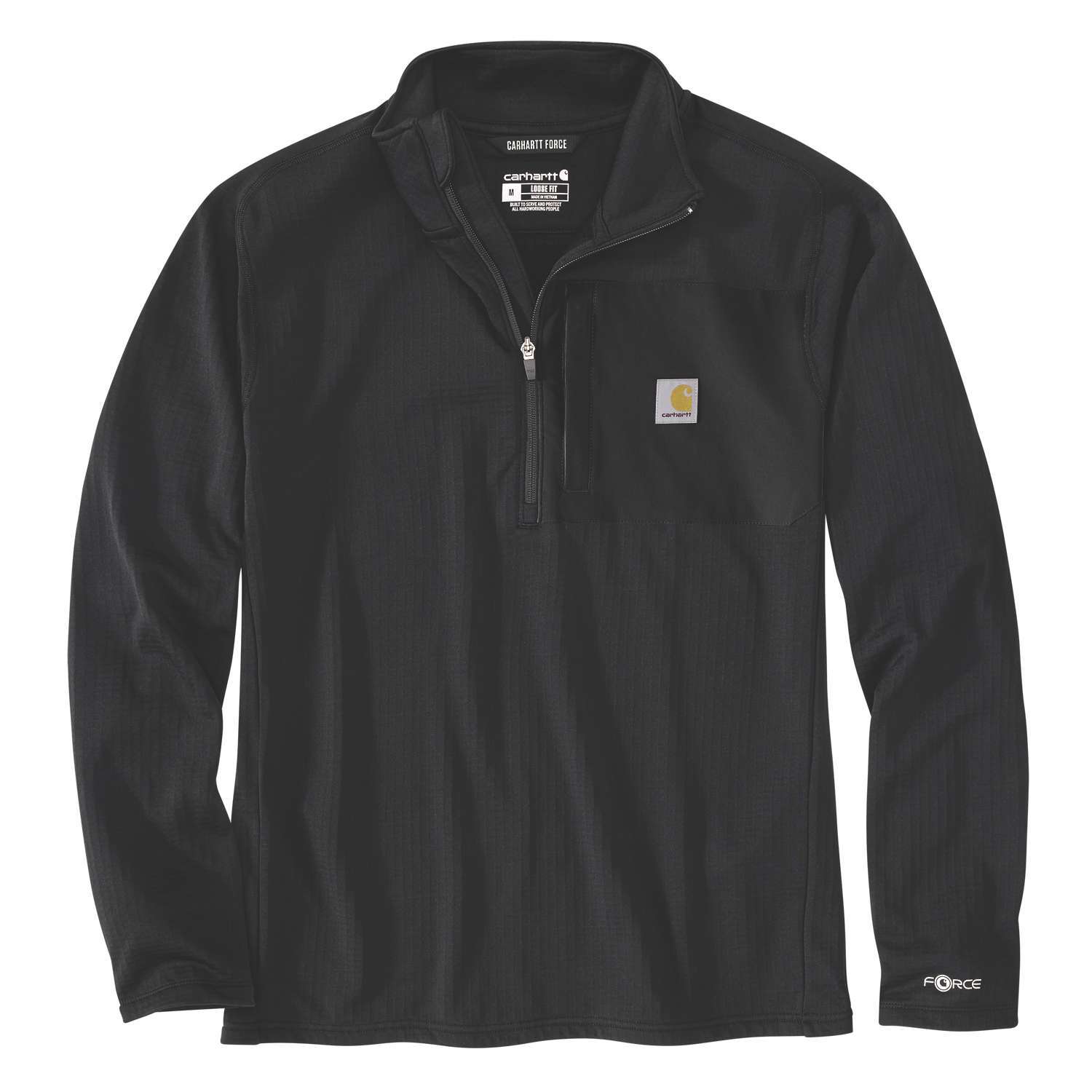 Carhartt Mock Neck Half-Zip T-Shirt Collegepaita Musta