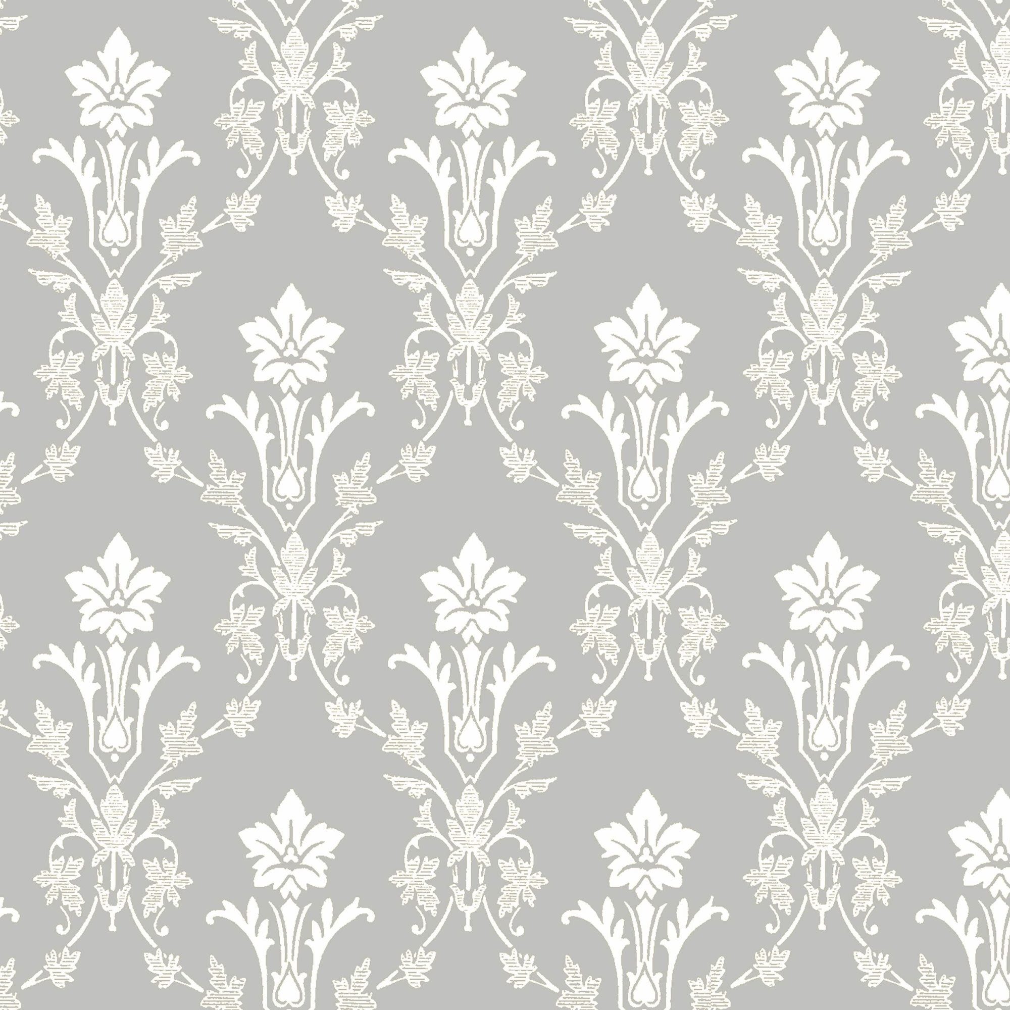 Duro Hudiksvalls Teater 677-03 Tapet Blommor & Blad Grå