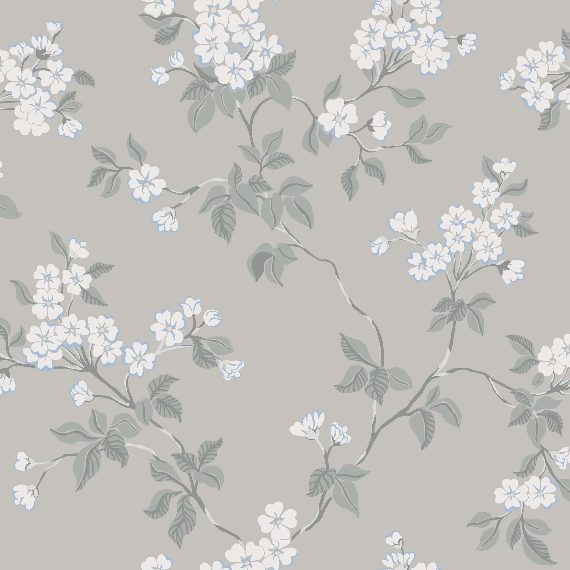 Duro Karin 679-01P Tapetprov Blommor & Blad, Grå