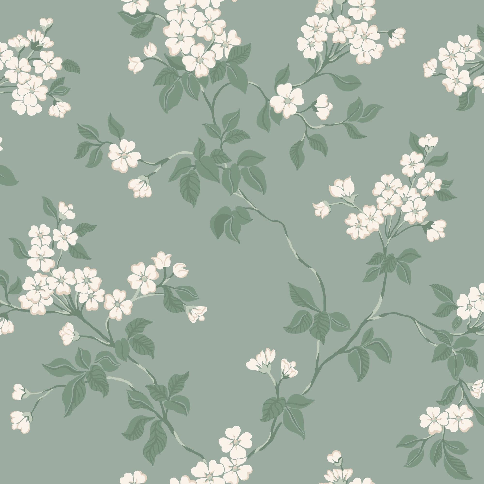 Duro Karin 679-02P Tapetprov Blommor & Blad, Grön