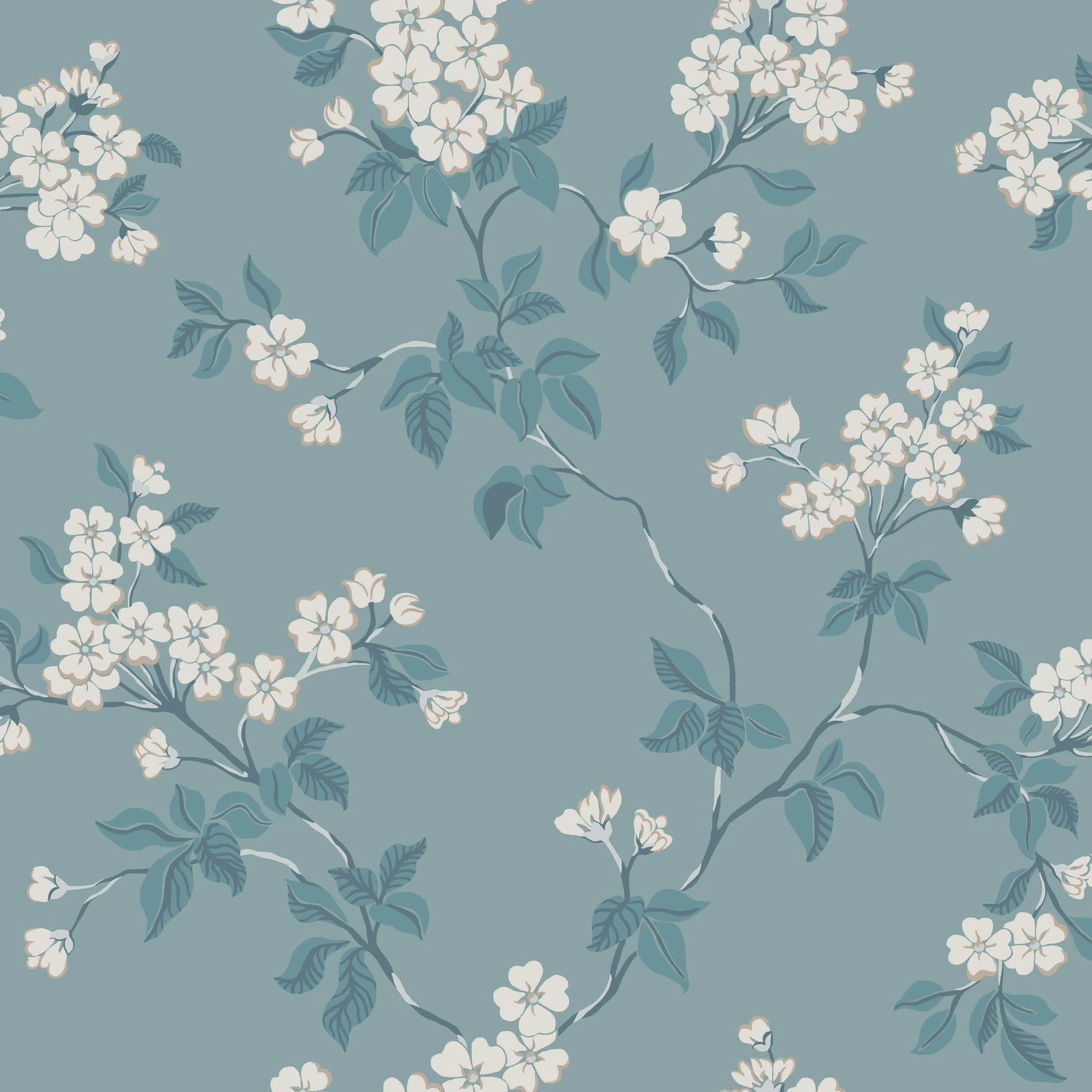 Duro Karin 679-03P Tapetprov Blommor & Blad, Blå
