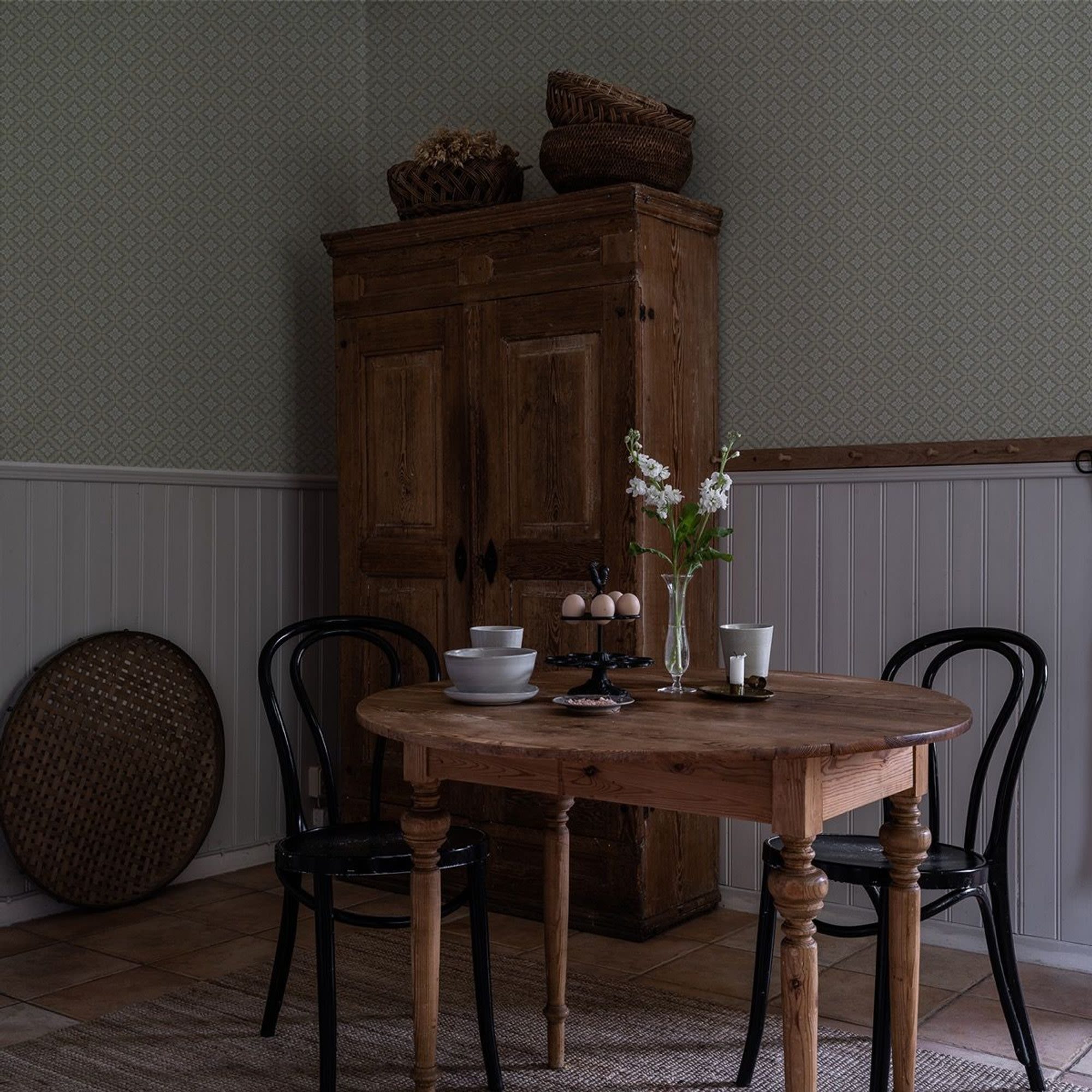 Duro Ingrid 516-03 Tapet Gammelsvenska Klassiker 1850-1950 Grön