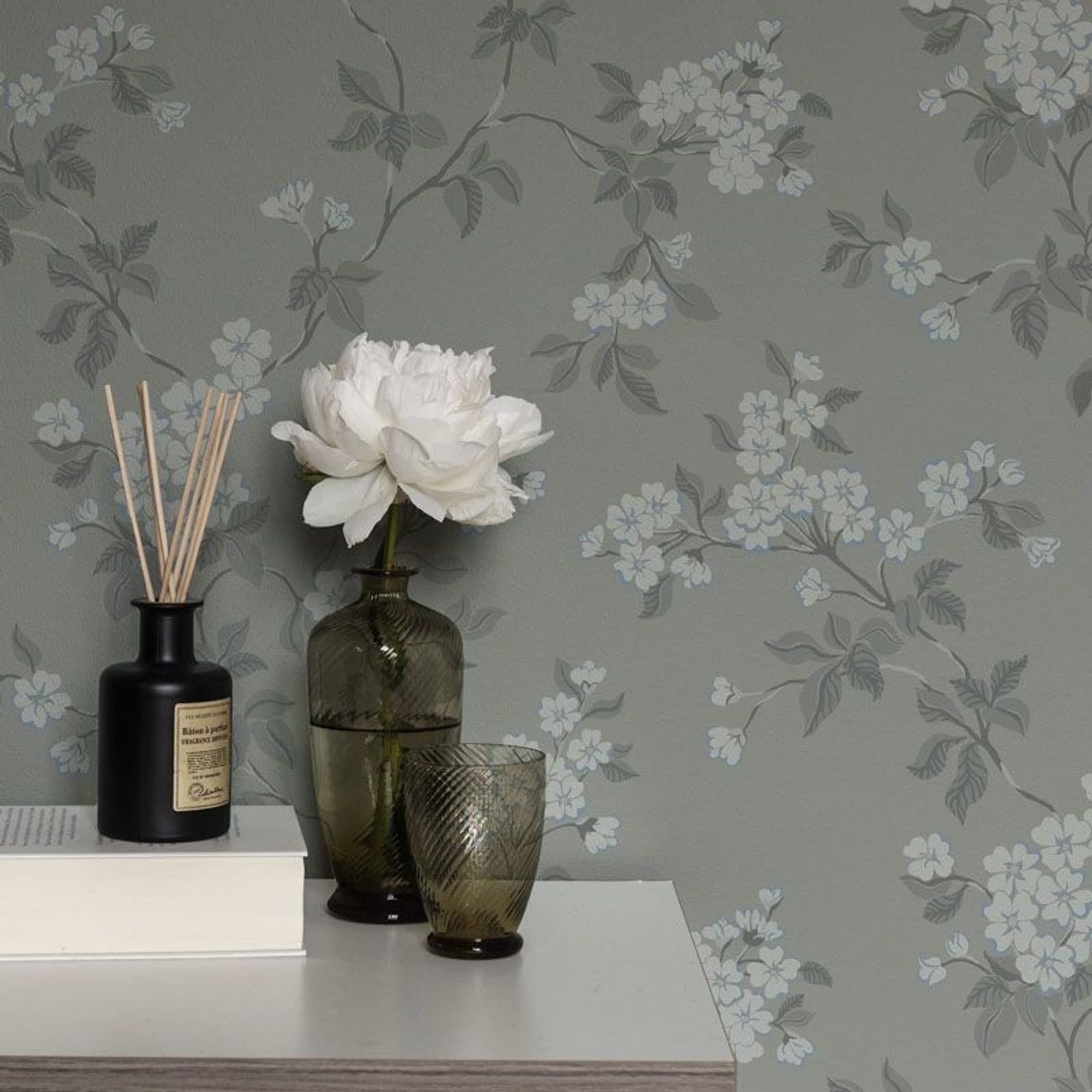 Duro Karin 679-01 Tapet Blommor & Blad Grå